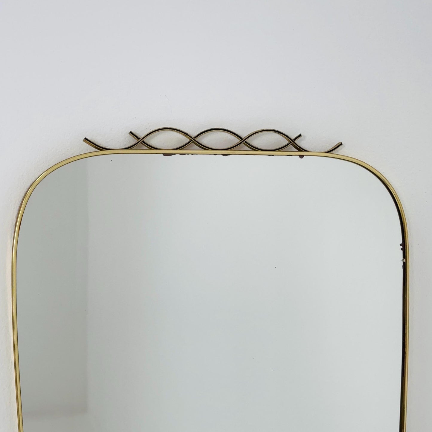 mid-century brass wall mirror with braided hanging strap from West Spiegel, Germany, 1960s