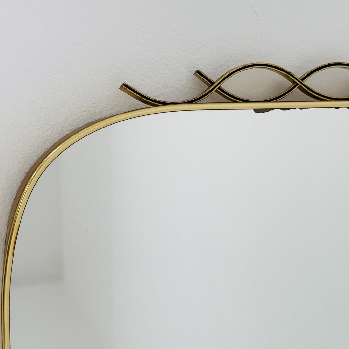 mid-century brass wall mirror with braided hanging strap from West Spiegel, Germany, 1960s
