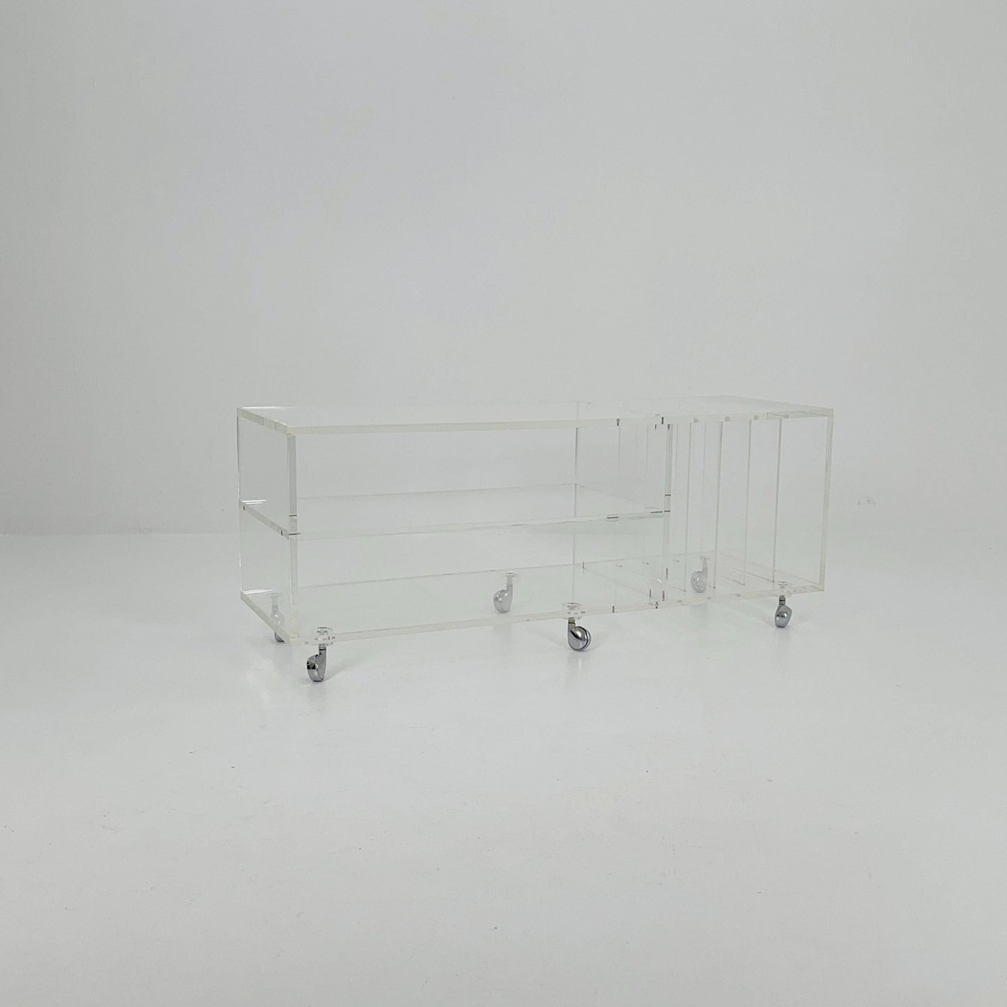 Space age Plexiglass vinyl coffee table - sideboard /Trolly by Michel Dumas for Roche Bobois 1970s
