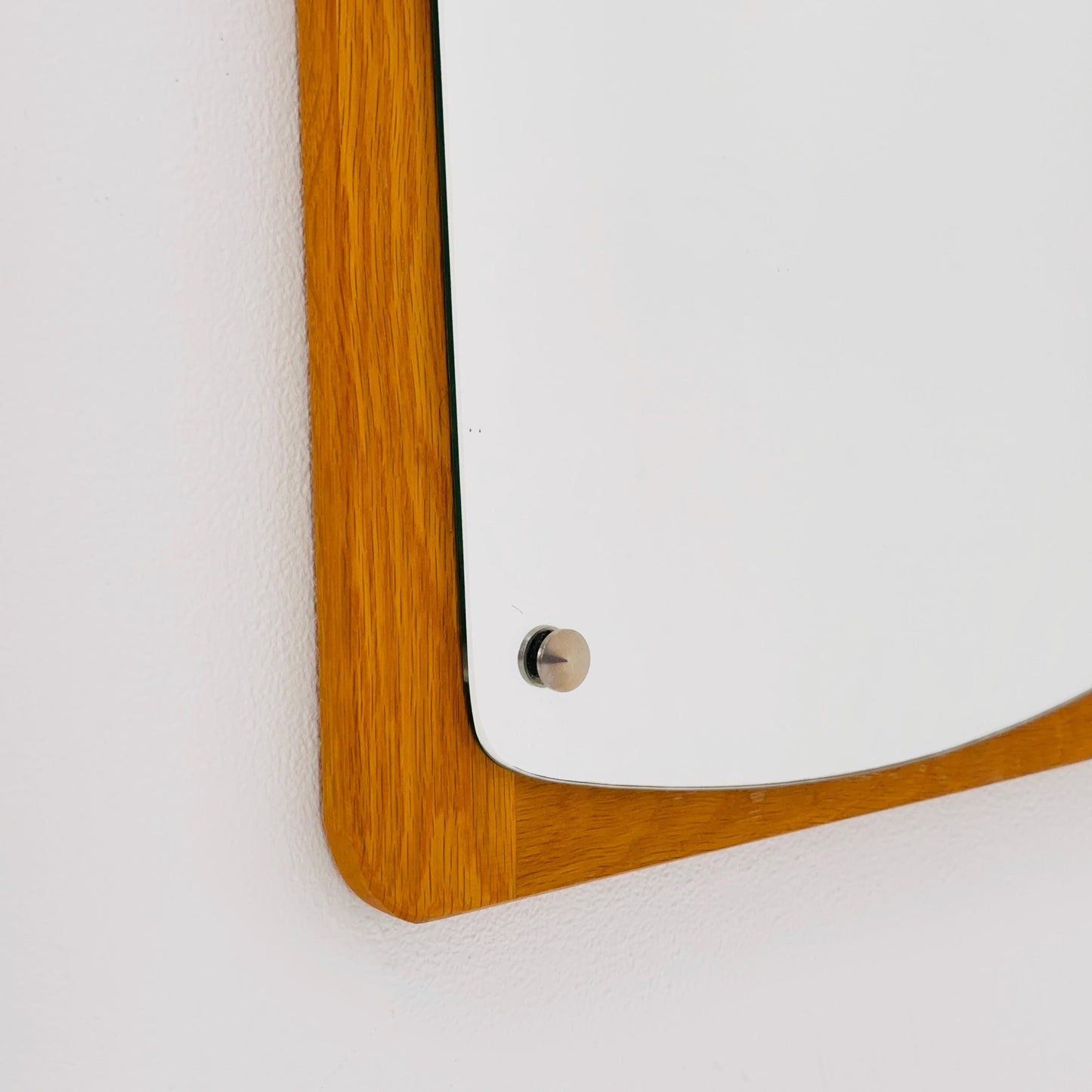 Mid century Scandinavian Teak Mirror with Curved Glass, by Eriksmålaglas Sweden 1960s