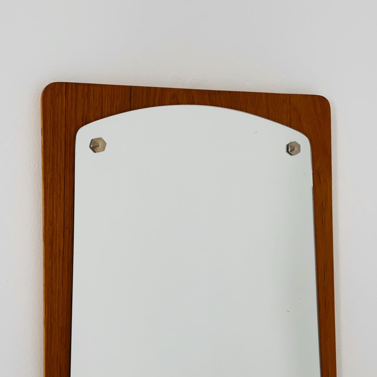 Mid century Scandinavian Mirror with Curved Glass, by Eriksmålaglas Sweden 1960s