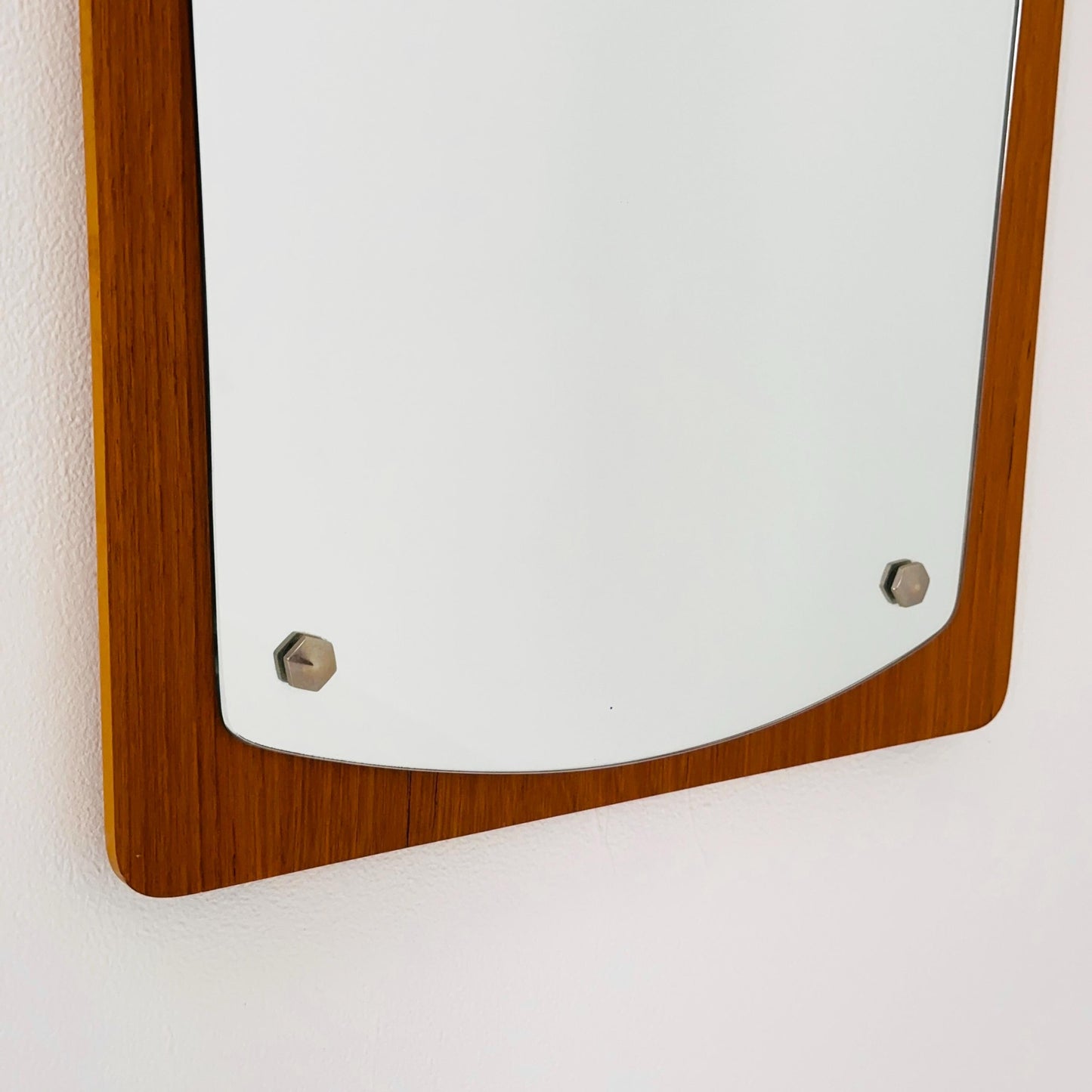 Mid century Scandinavian Mirror with Curved Glass, by Eriksmålaglas Sweden 1960s
