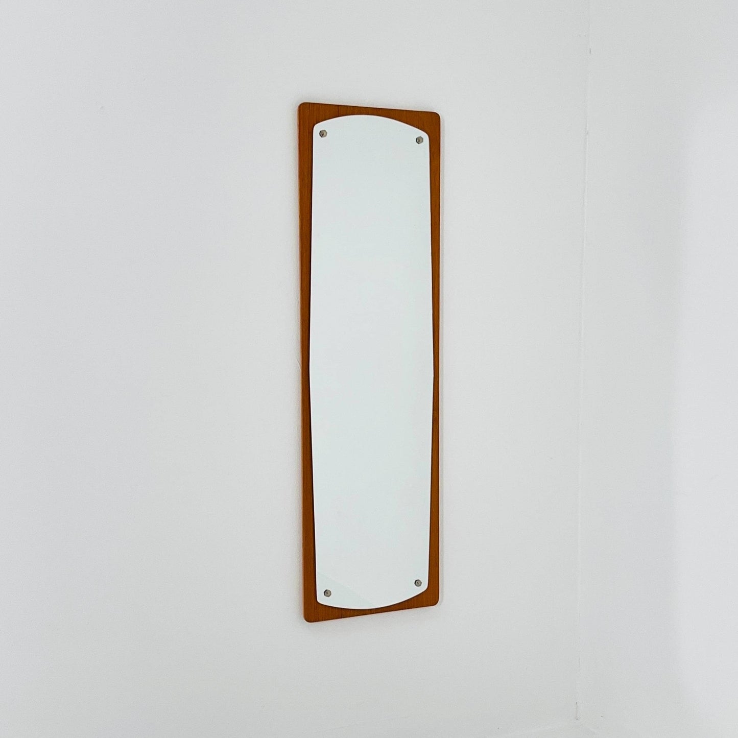 Mid century Scandinavian Mirror with Curved Glass, by Eriksmålaglas Sweden 1960s