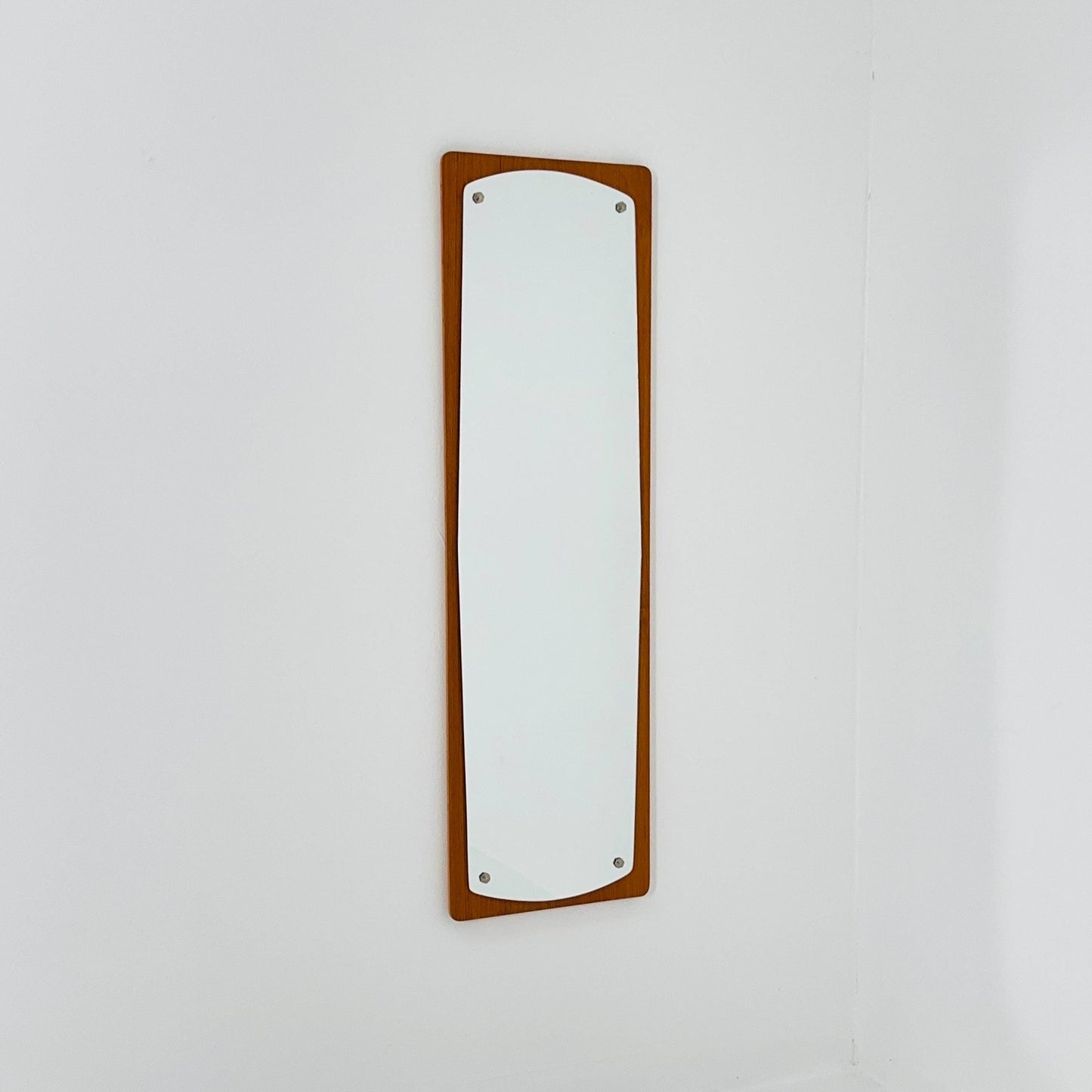 Mid century Scandinavian Mirror with Curved Glass, by Eriksmålaglas Sweden 1960s