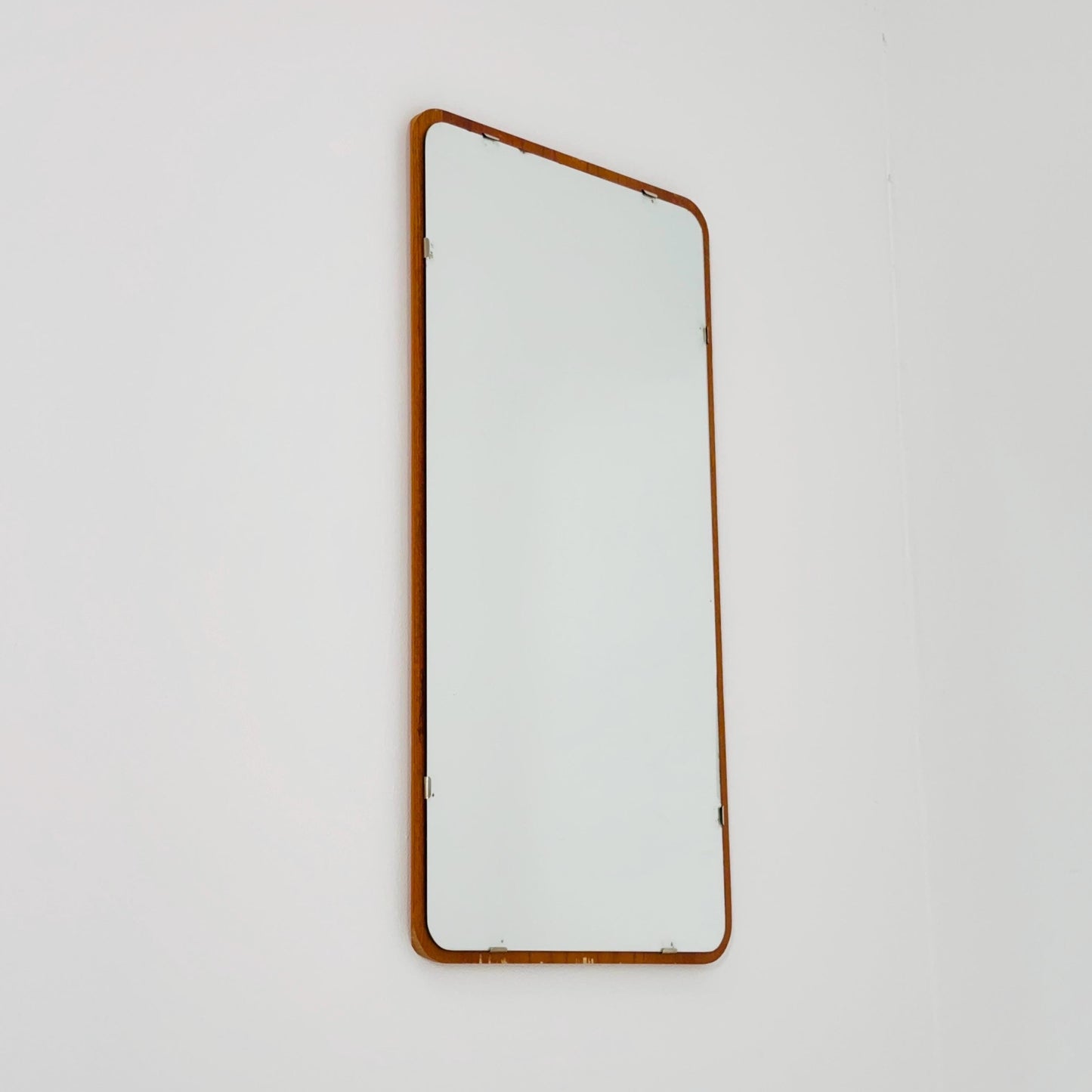 Mid century Scandinavian Mirror with Curved Glass, by Eriksmålaglas Sweden 1960s