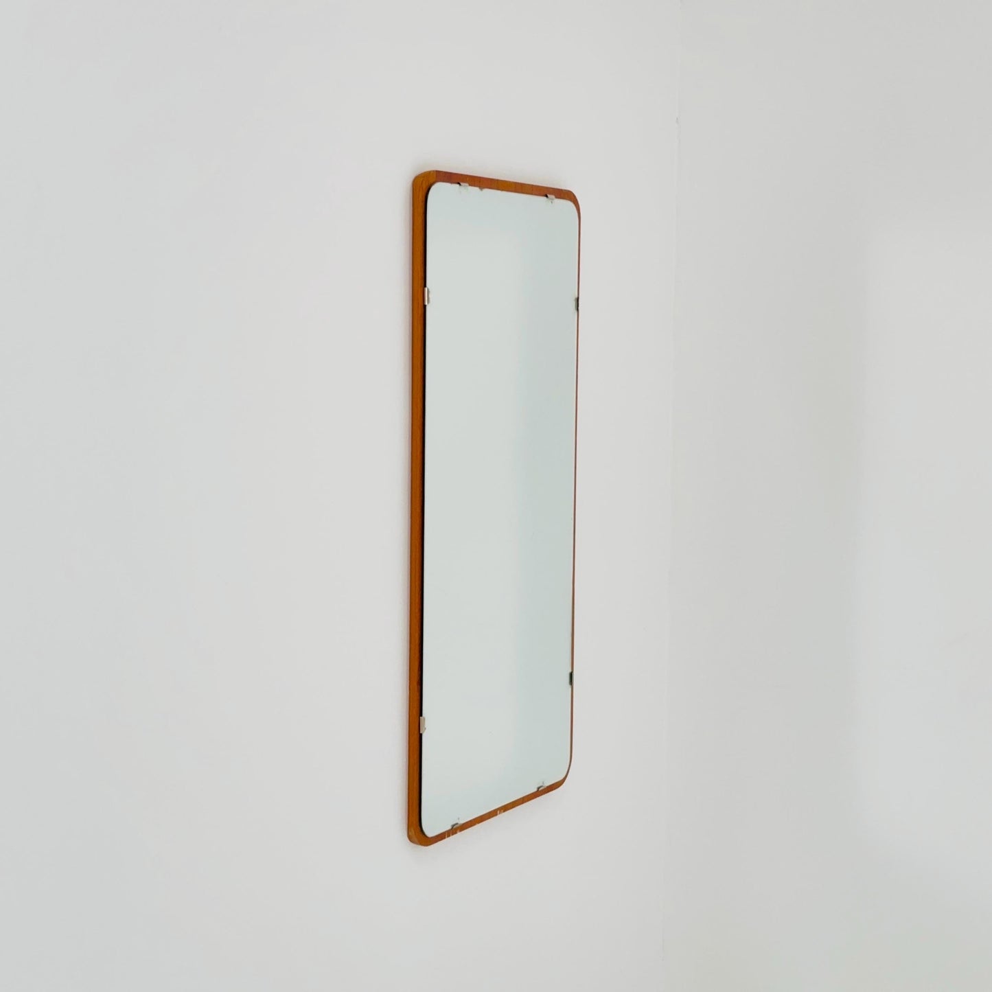 Mid century Scandinavian Mirror with Curved Glass, by Eriksmålaglas Sweden 1960s