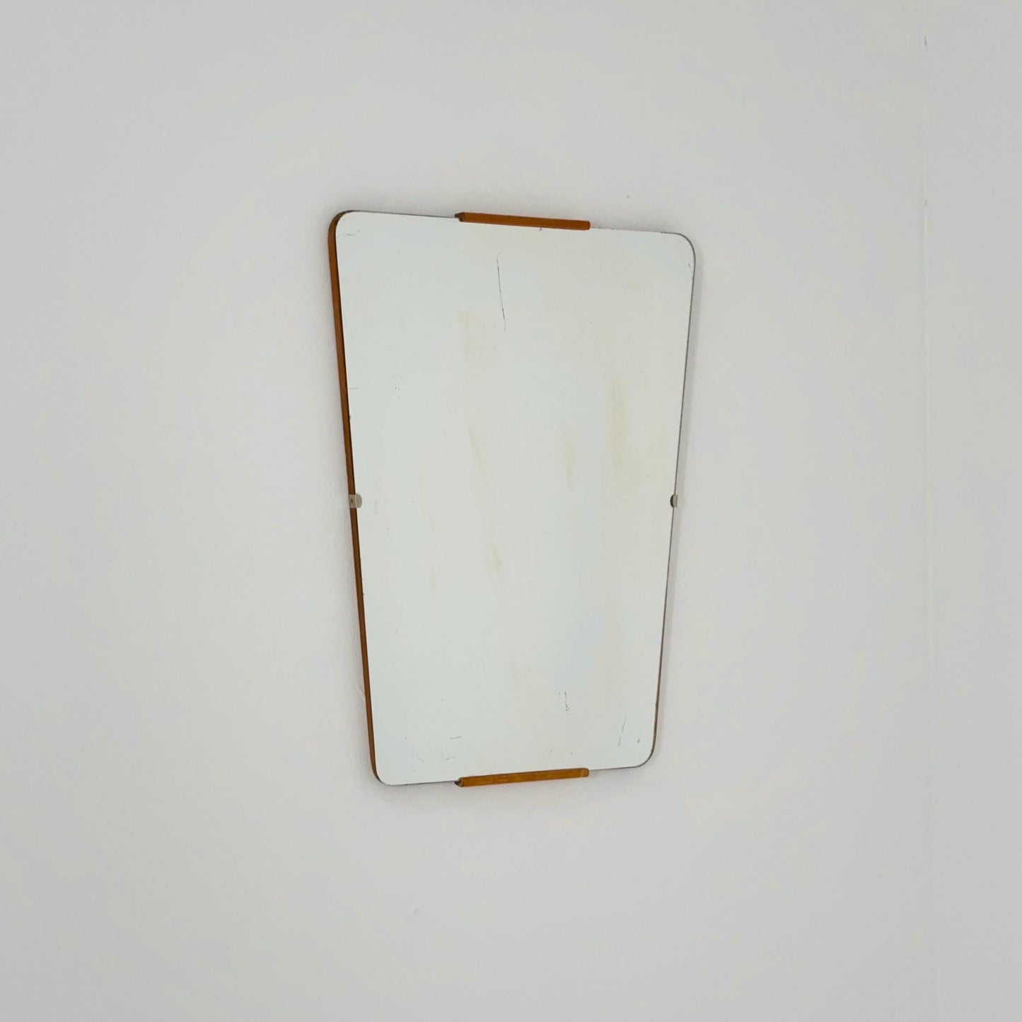 Mid century Scandinavian Mirror with Curved Glass, by Eriksmålaglas Sweden 1960s