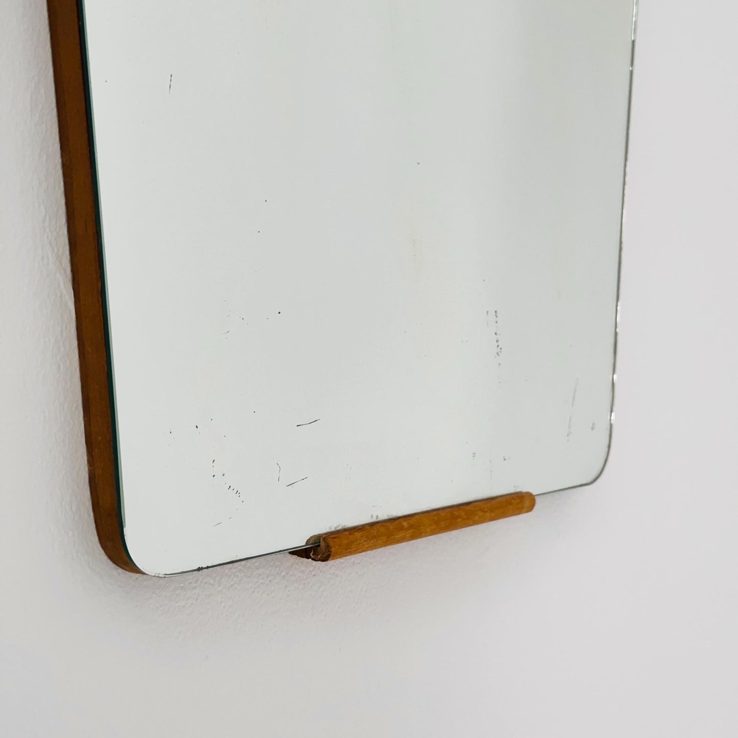 Mid century Scandinavian Mirror with Curved Glass, by Eriksmålaglas Sweden 1960s