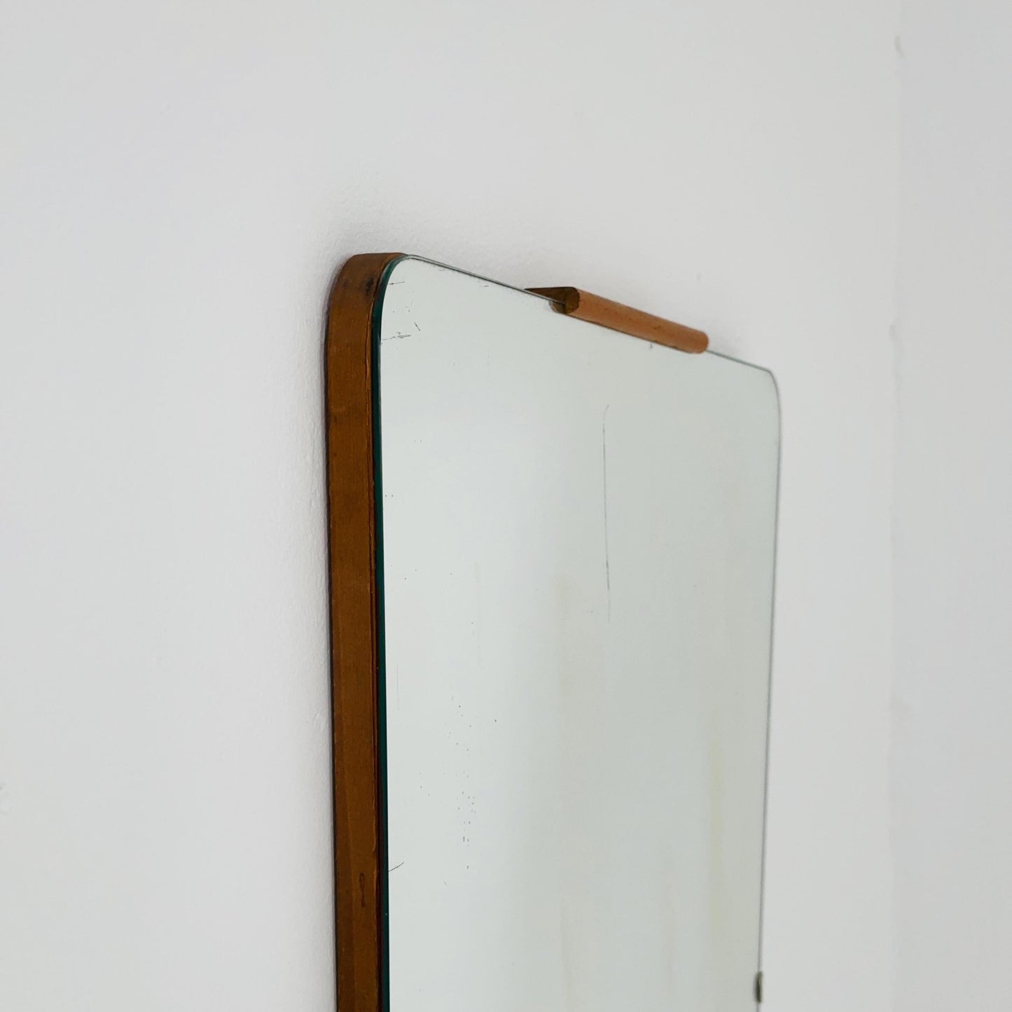 Mid century Scandinavian Mirror with Curved Glass, by Eriksmålaglas Sweden 1960s