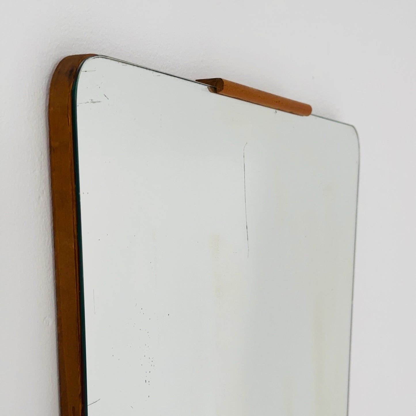 Mid century Scandinavian Mirror with Curved Glass, by Eriksmålaglas Sweden 1960s