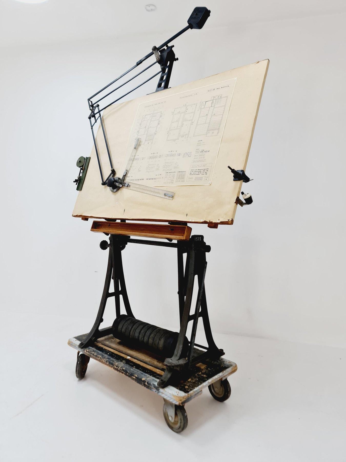 Mid century architectural drawing table by Franz Kuhlmann for ISIS - Wood, Metal - 1950s. Germany