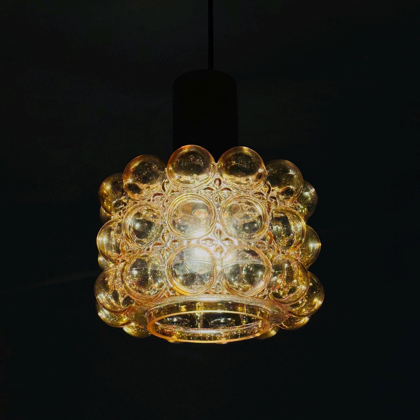 Mid-Century Amber Bubble Glass Pendant by Helena Tynell for Glashütte Limburg, 1960s