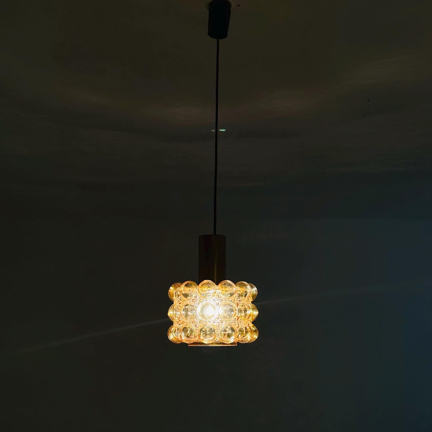 Mid-Century Amber Bubble Glass Pendant by Helena Tynell for Glashütte Limburg, 1960s
