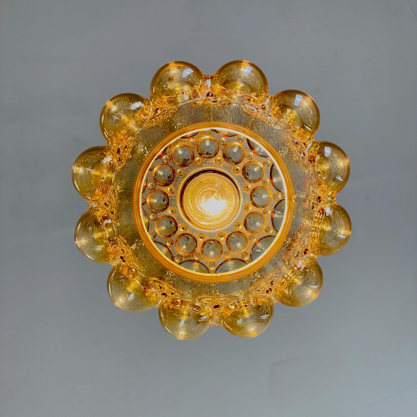 Mid-Century Amber Bubble Glass Pendant by Helena Tynell for Glashütte Limburg, 1960s