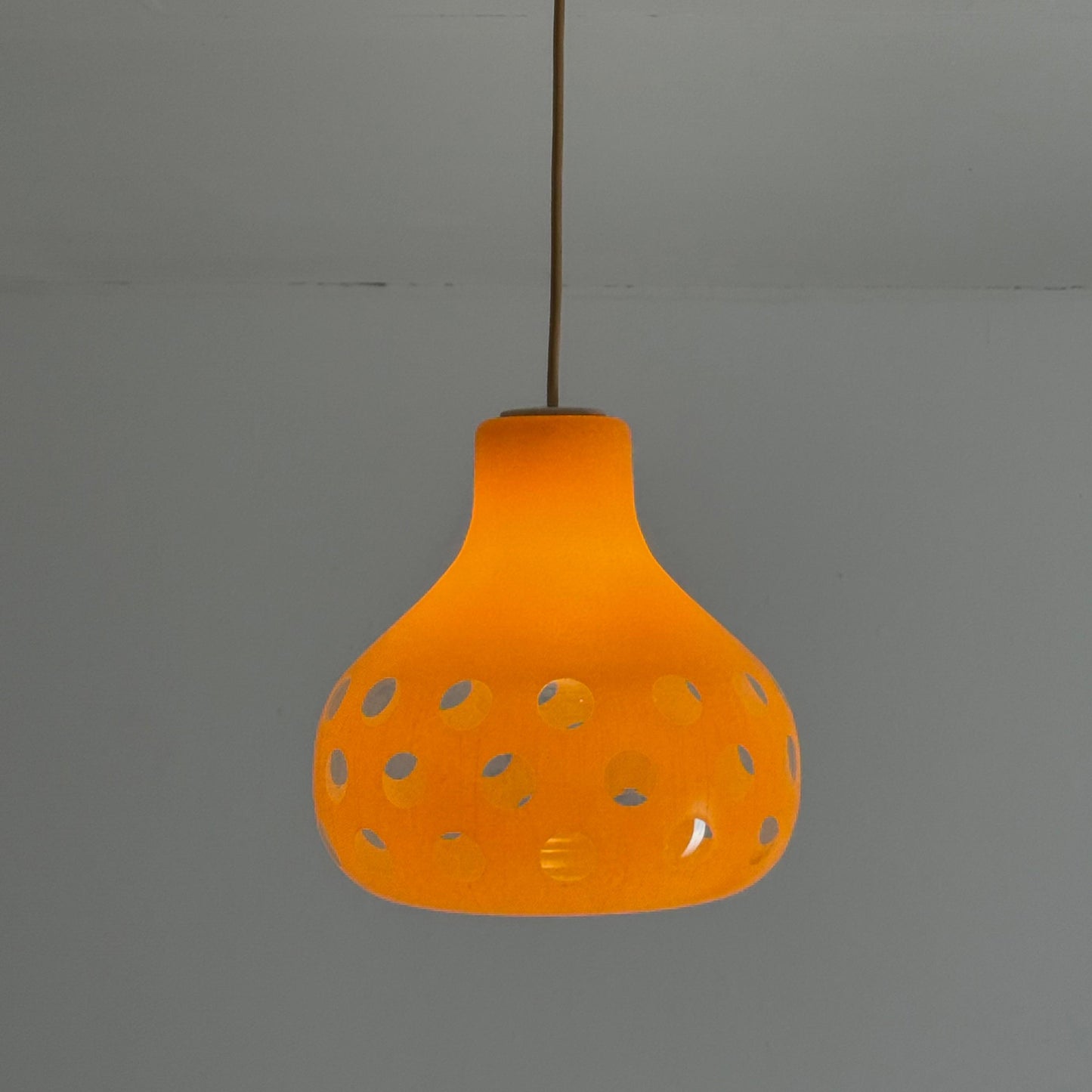 Mid century , Glashütte “Limburg” Pendant Lamp in Orange Glass - Model 1486 ,1970s