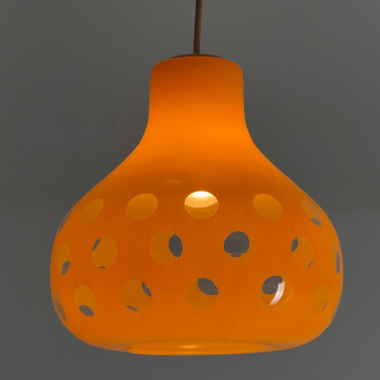 Mid century , Glashütte “Limburg” Pendant Lamp in Orange Glass - Model 1486 ,1970s