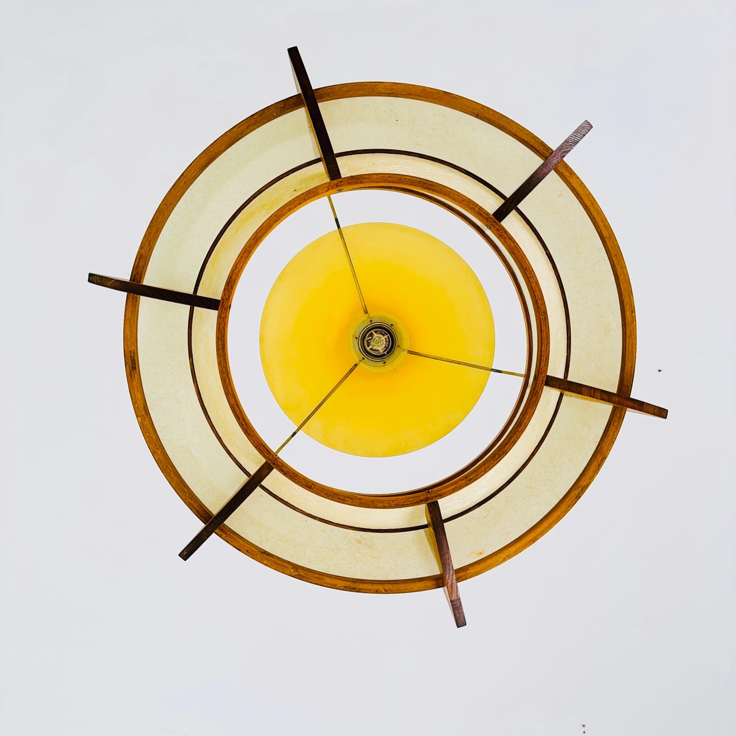 Mid-Century Danish Pendant Lamp, Teak & Rice Paper Light,1960s Denmark