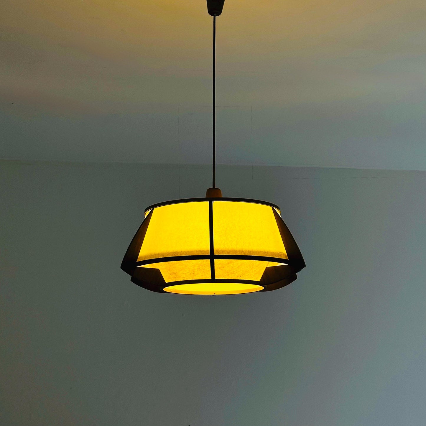 Mid-Century Danish Pendant Lamp, Teak & Rice Paper Light,1960s Denmark