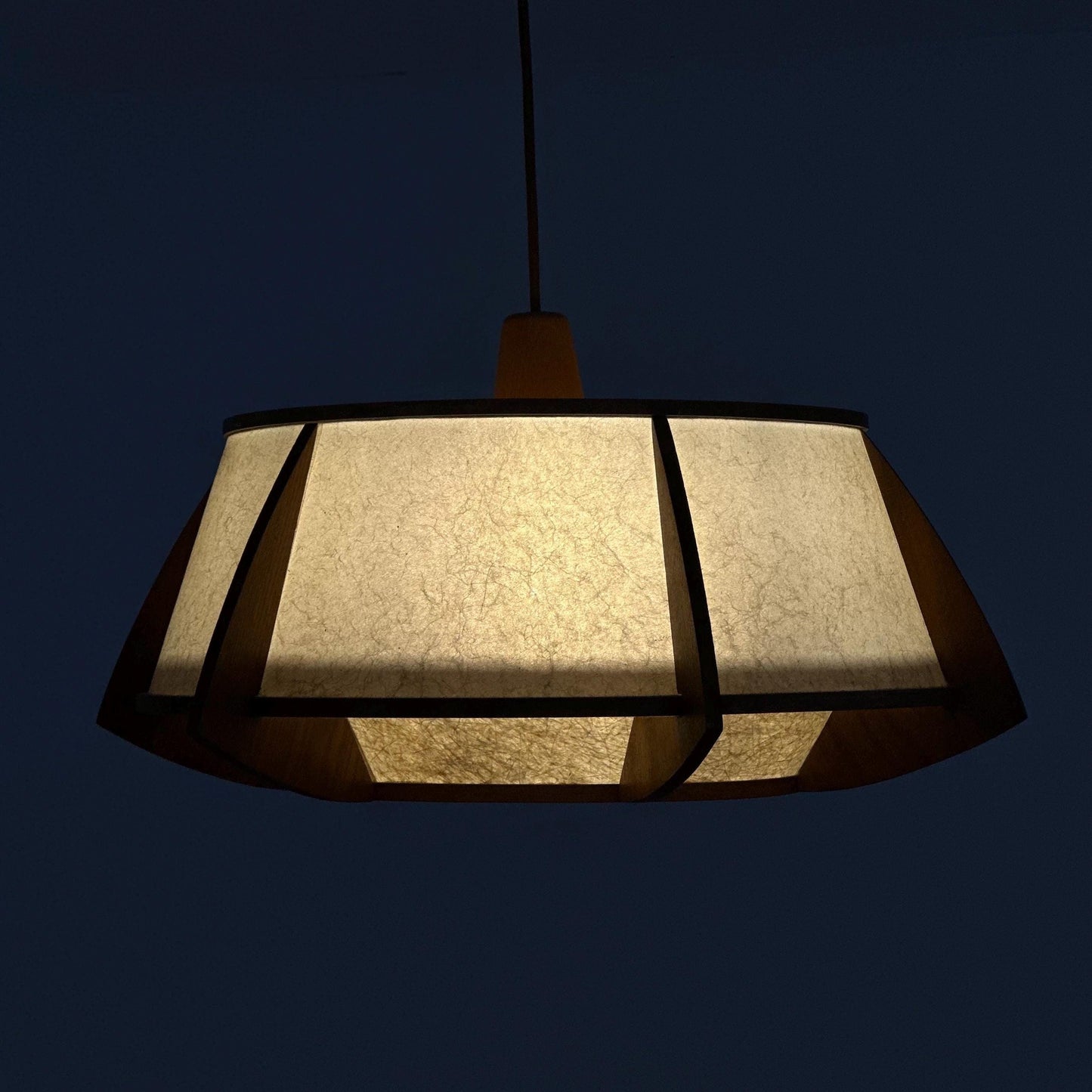 Mid-Century Danish Pendant Lamp, Teak & Rice Paper Light,1960s Denmark