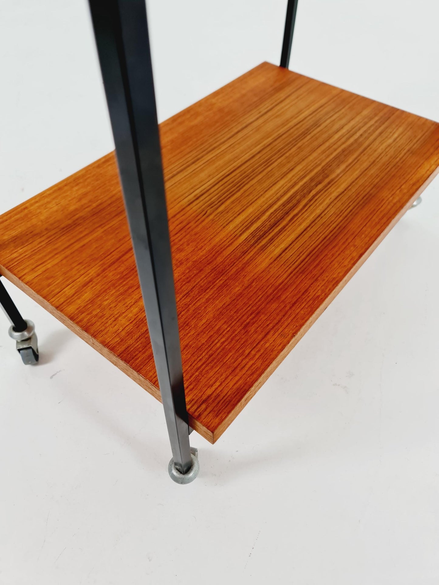 Vintage German mid century trolley bar cart in teak & metal, 1960s