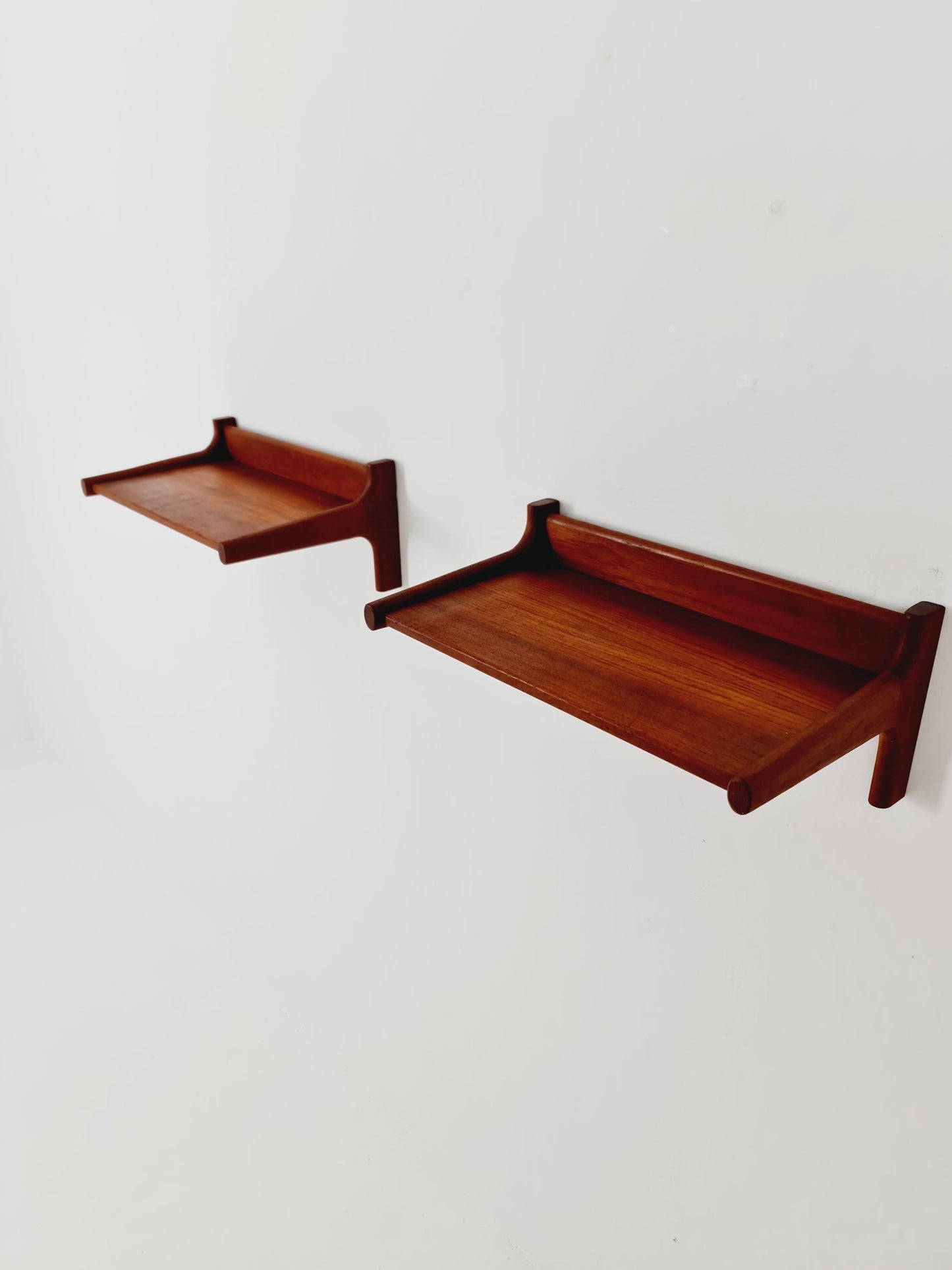 Pair Danish Teak hanging telephone table/ Nightstands / bedside table/ By Kai Kristansen Denmark 1960s