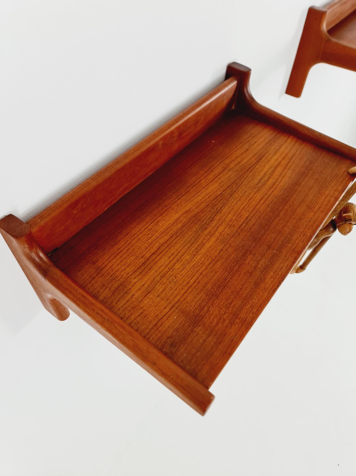 Pair Danish Teak hanging telephone table/ Nightstands / bedside table/ By Kai Kristansen Denmark 1960s