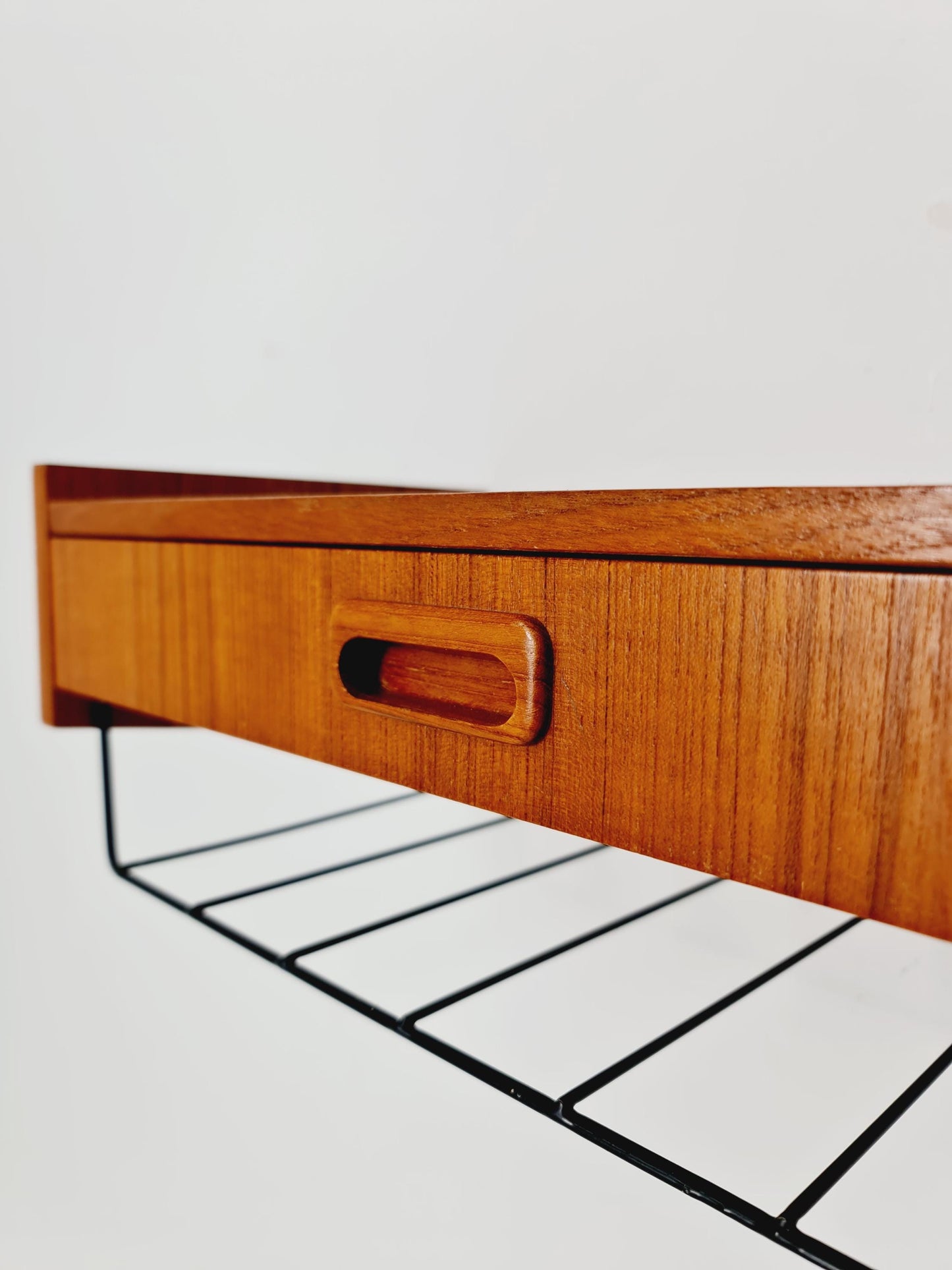 Swedish teak hanging telephone table shelf/ bedside table/ nightstand from the 60s