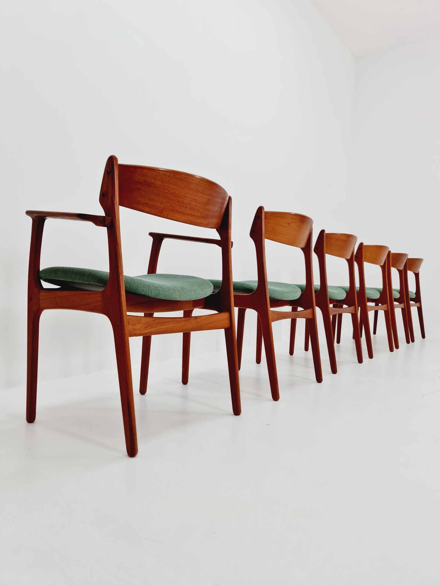 Vintage Danish teak dining/desk chairs by Erik Buch for O D Möbler, 1960s Set of 6