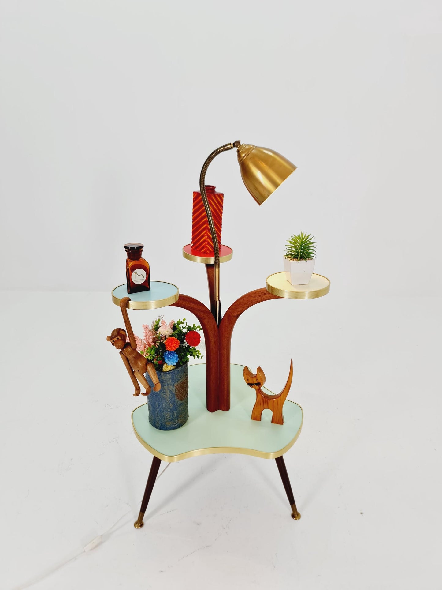 Super Rare Vintage German plant Stand Minimalist Indoor Plant Stand Side flower table with lamp 1960s