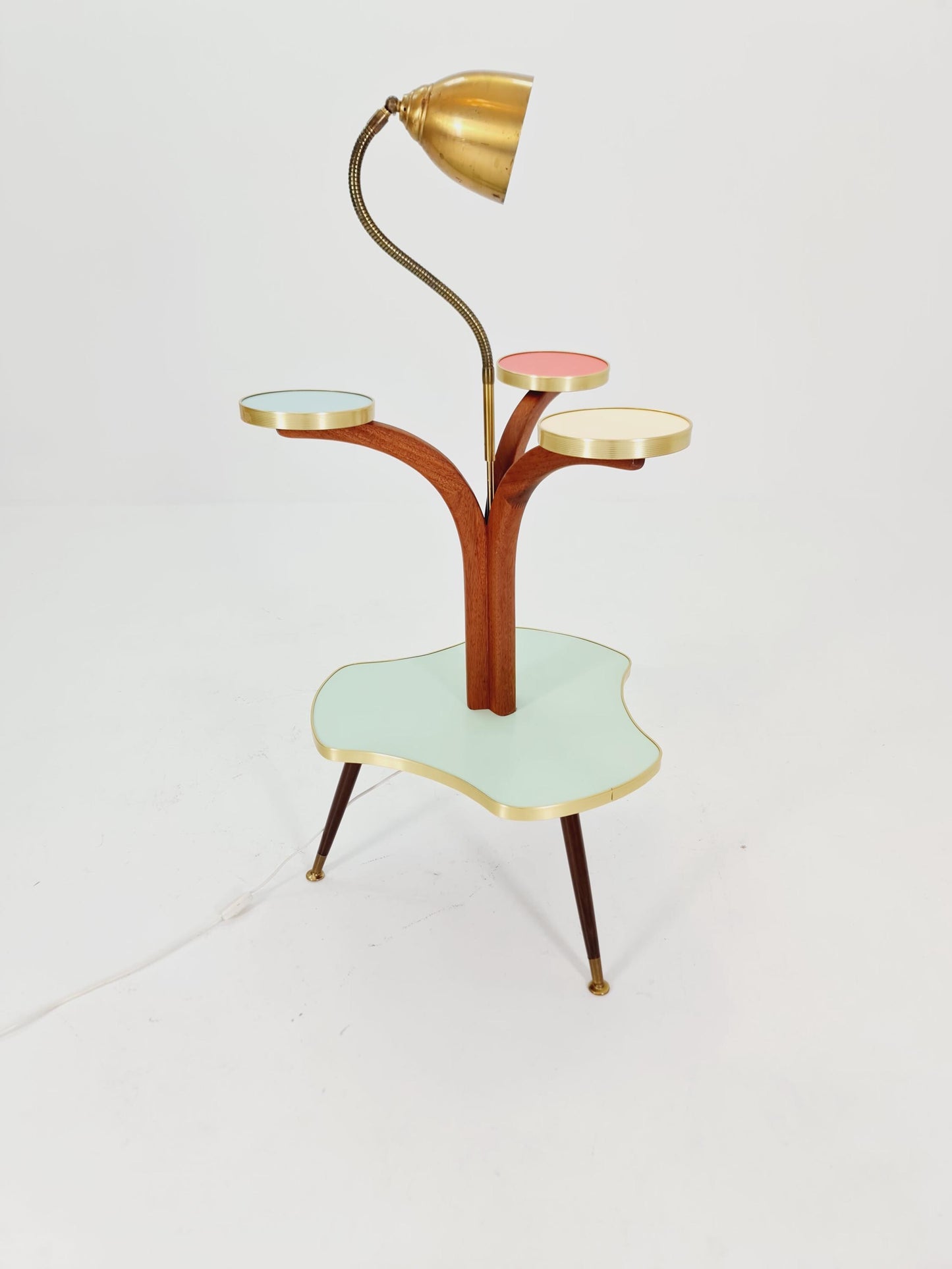 Super Rare Vintage German plant Stand Minimalist Indoor Plant Stand Side flower table with lamp 1960s