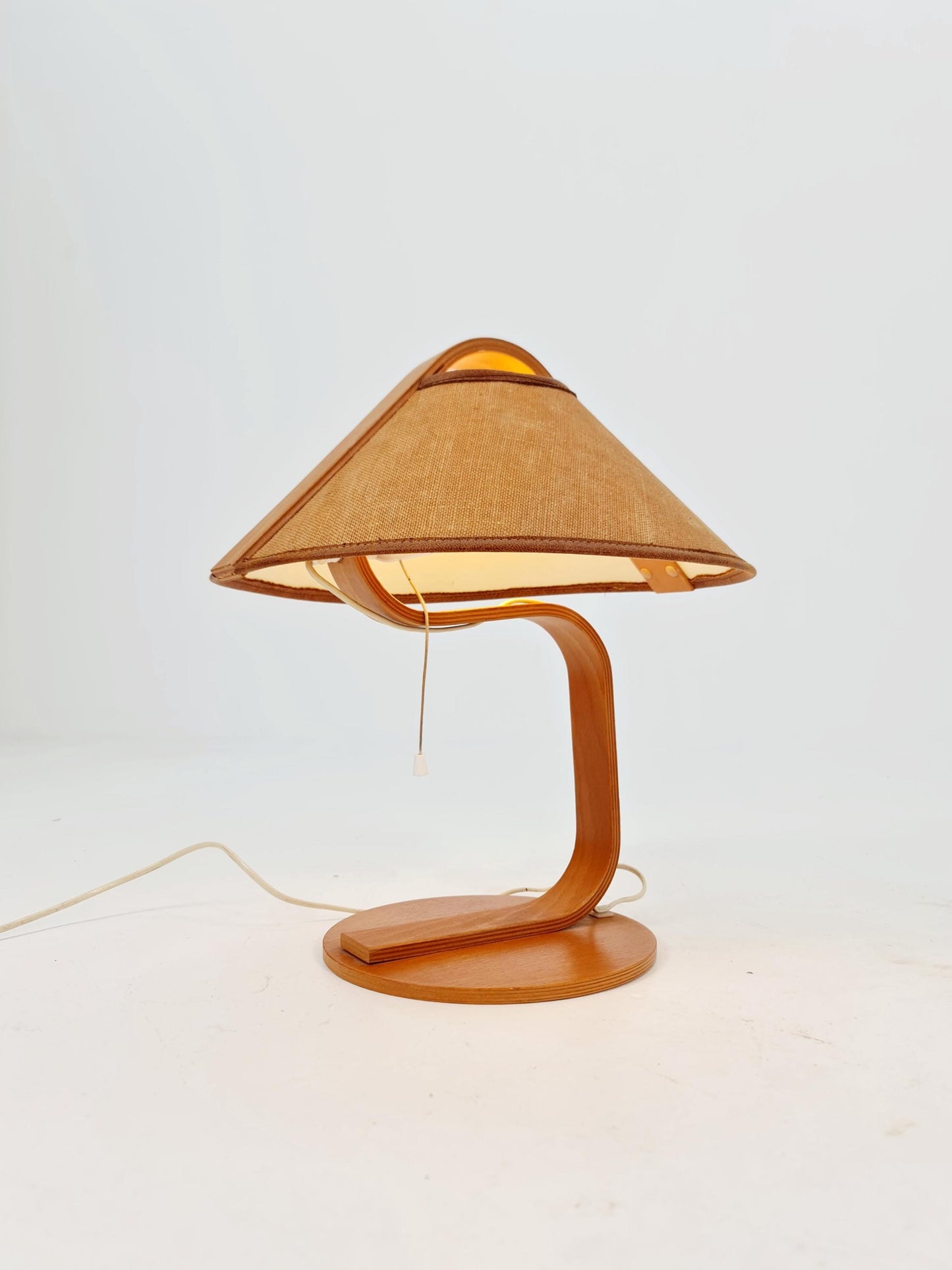 Vintage Danish wood large table lamp, By Domus 1960s/1970s