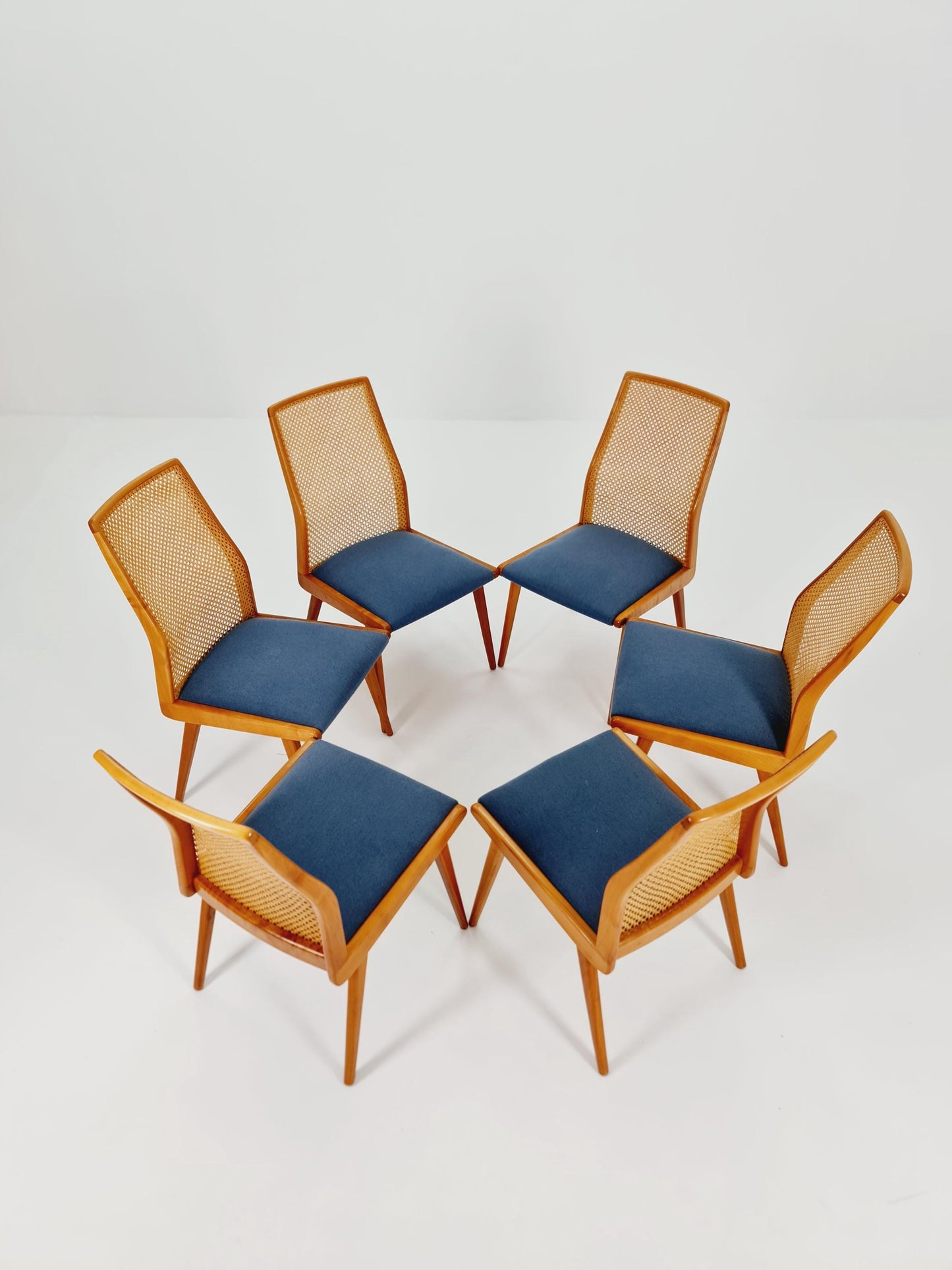 Rare Vintage Ashwood & Wiener Rattan Dining Chairs from Habeo Germany, 1960s, Set of 6