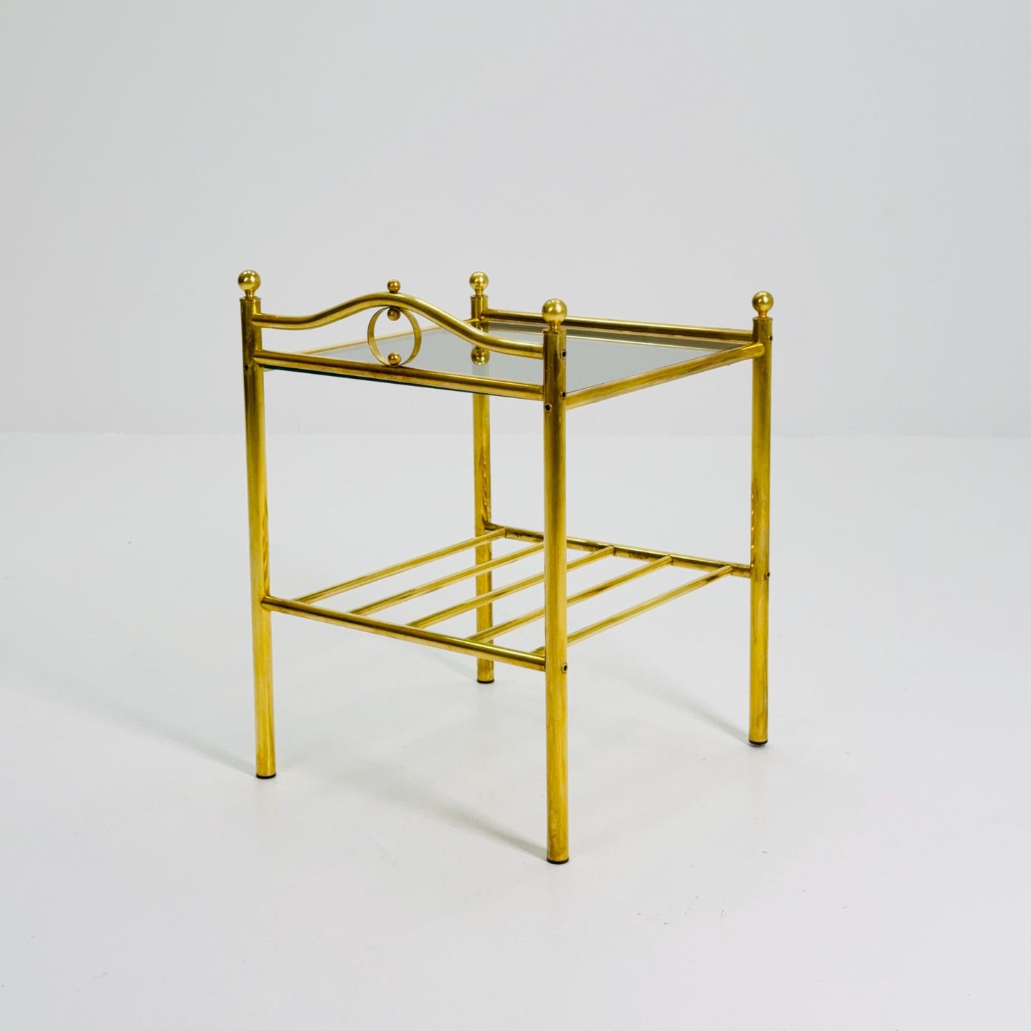 1 of 2 Mid-Century Hollywood Regency Brass Side Table/ nightstand by Messing Finland – 1980s