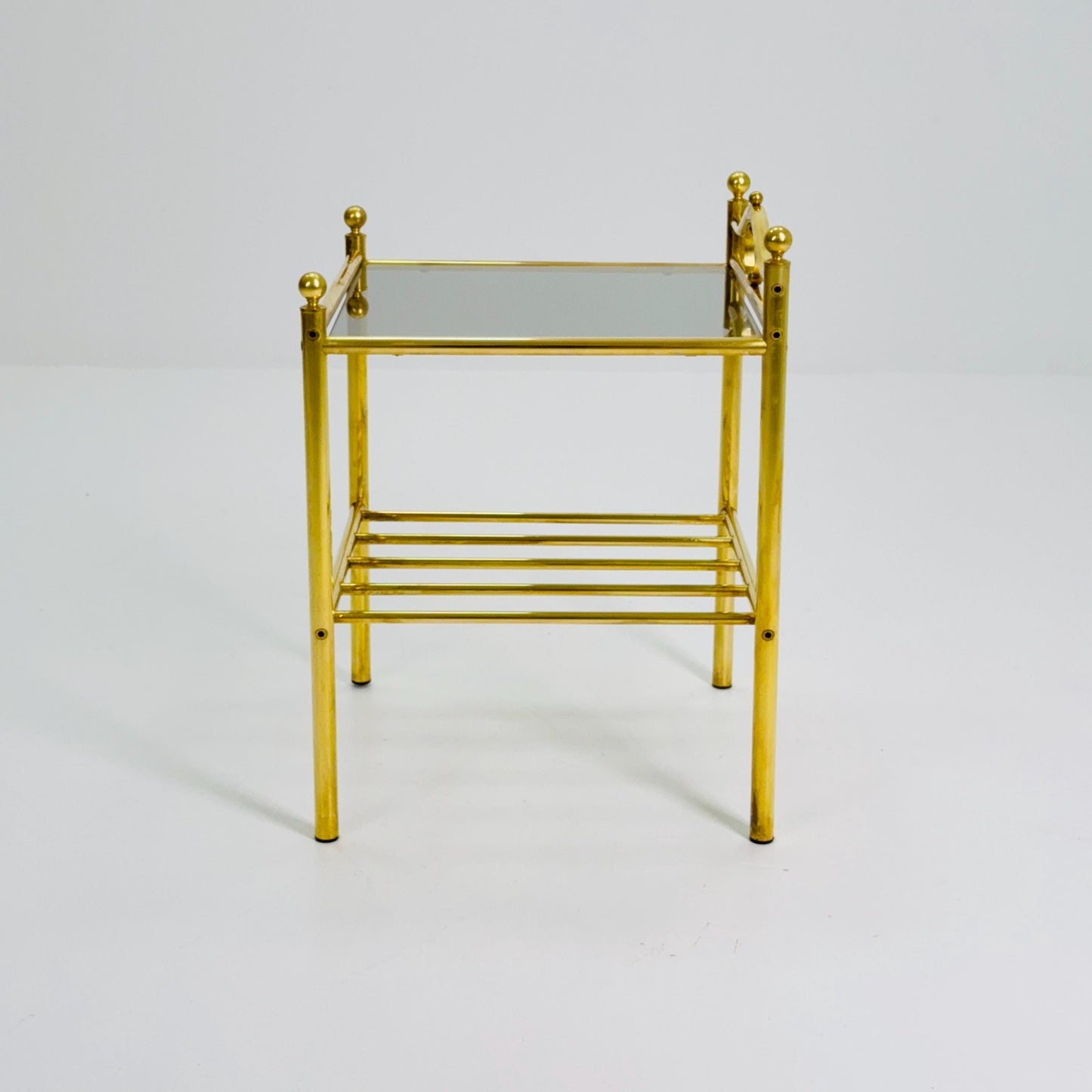 1 of 2 Mid-Century Hollywood Regency Brass Side Table/ nightstand by Messing Finland – 1980s
