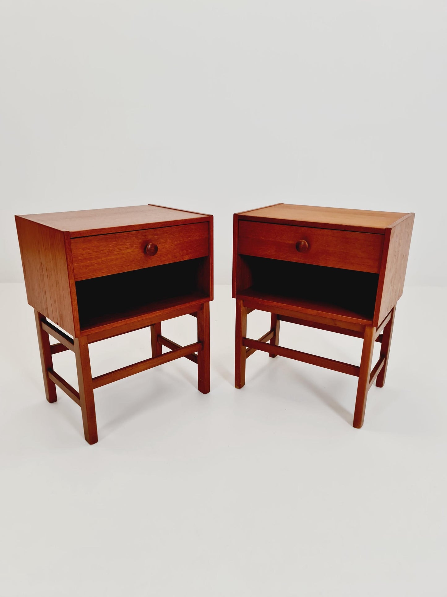 Rare Danish MidCentury teak nightstands / bedside tables, 1960s