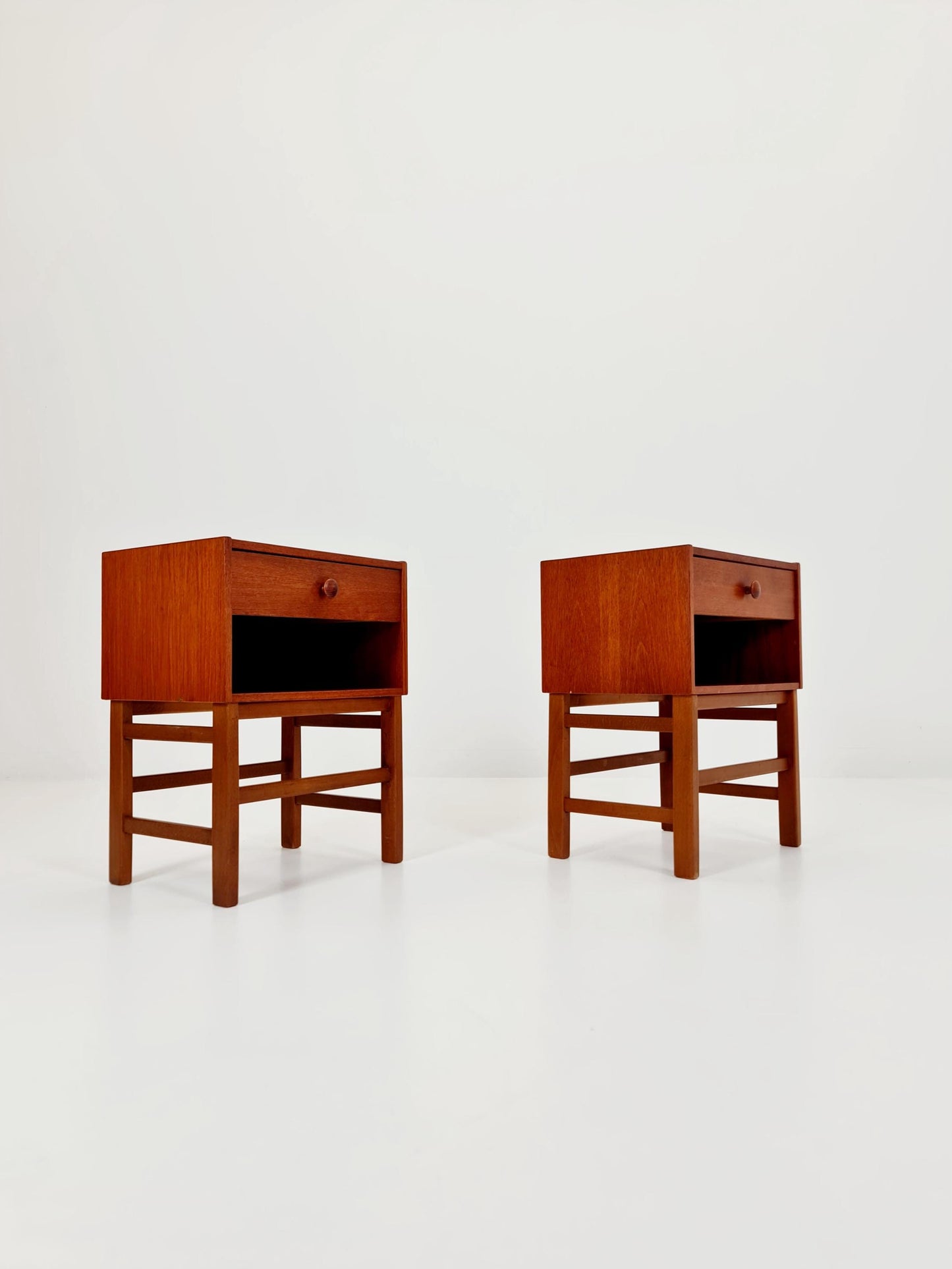 Rare Danish MidCentury teak nightstands / bedside tables, 1960s