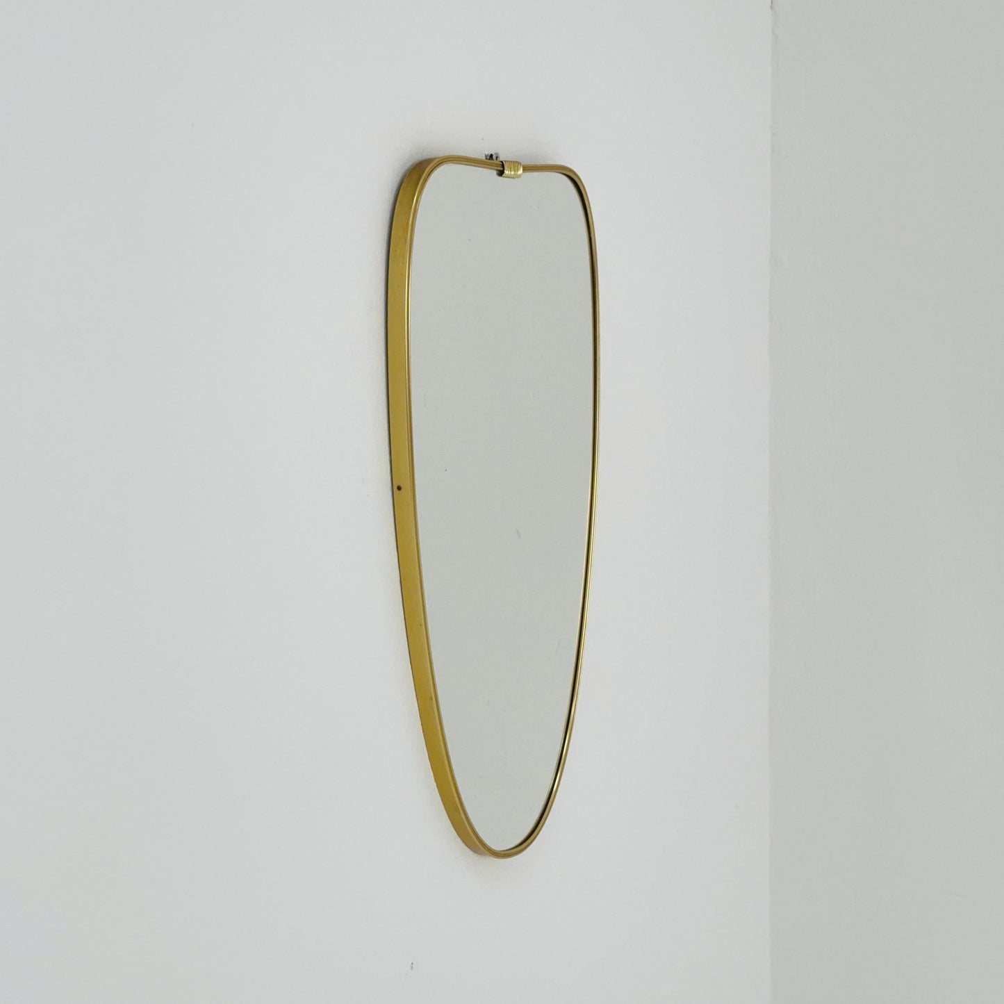 Mid Century asymmetric German brass Original kidney wall mirror from the 60s model number 984 Germsny 1960s