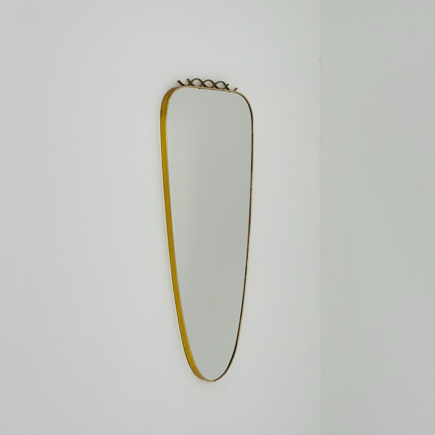 mid-century brass wall mirror with braided hanging strap from West Spiegel, Germany, 1960s