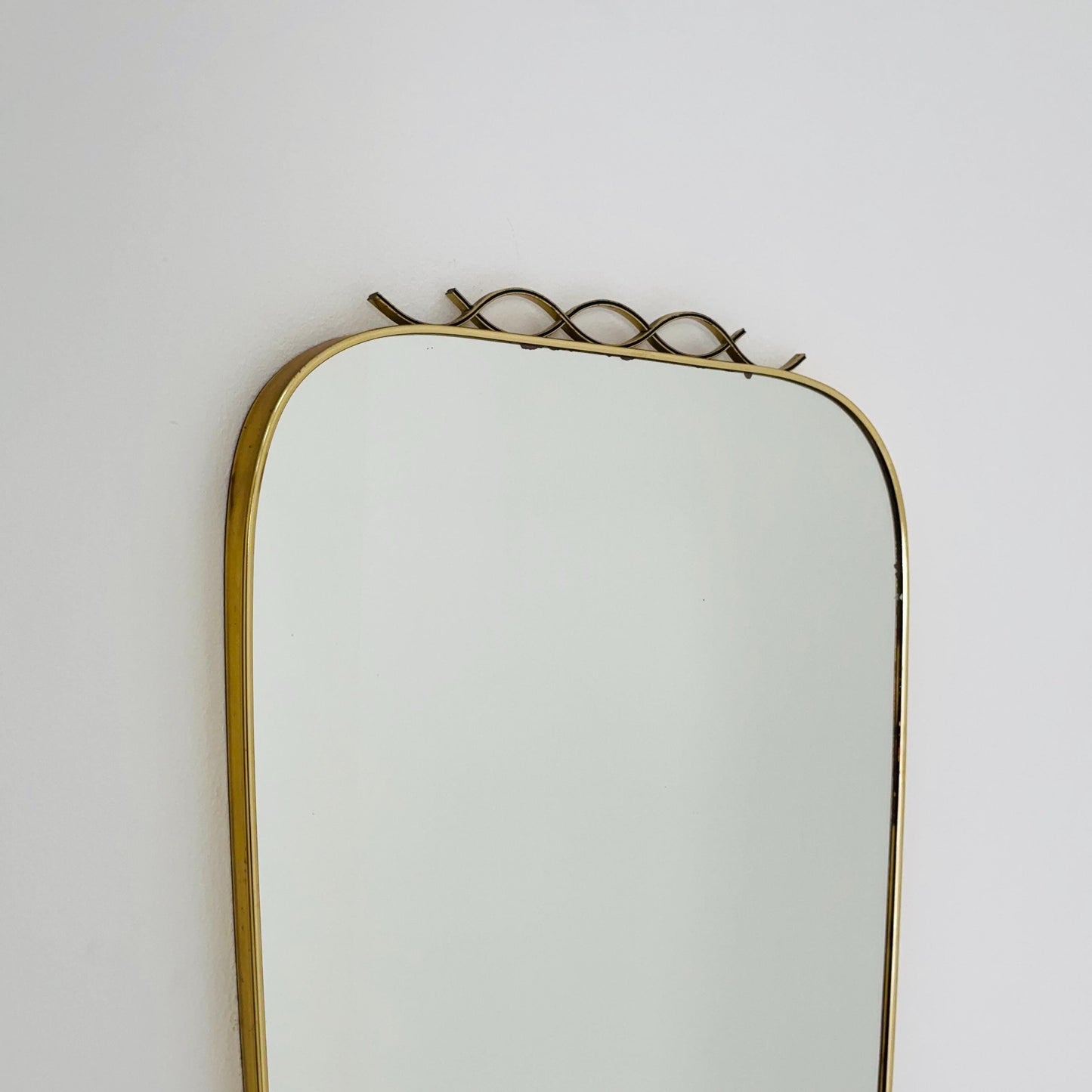 mid-century brass wall mirror with braided hanging strap from West Spiegel, Germany, 1960s