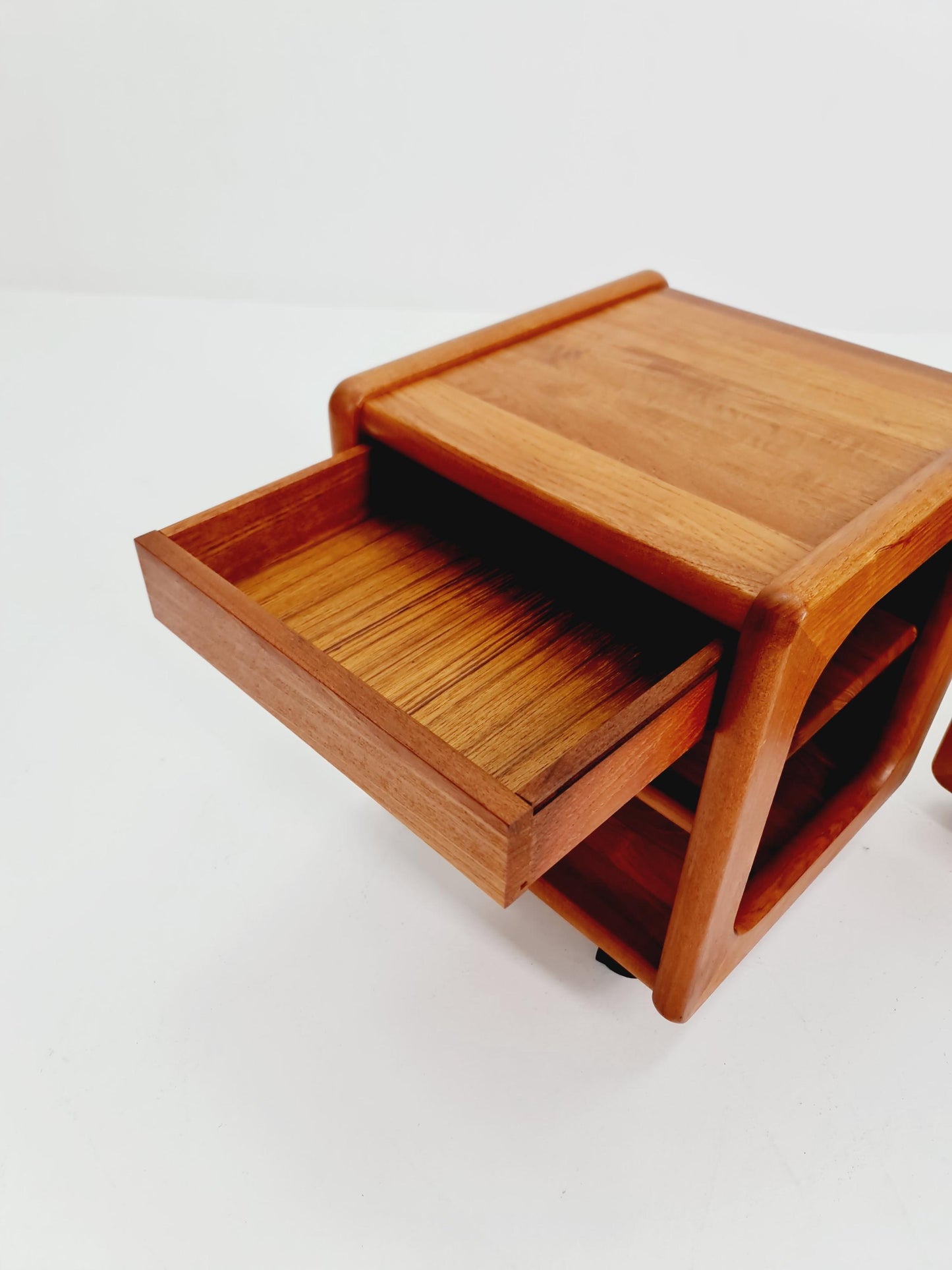 Pair of Midcentury Danish Solid teak vintage Side table/ Bedside table/ Night stand, 1970s