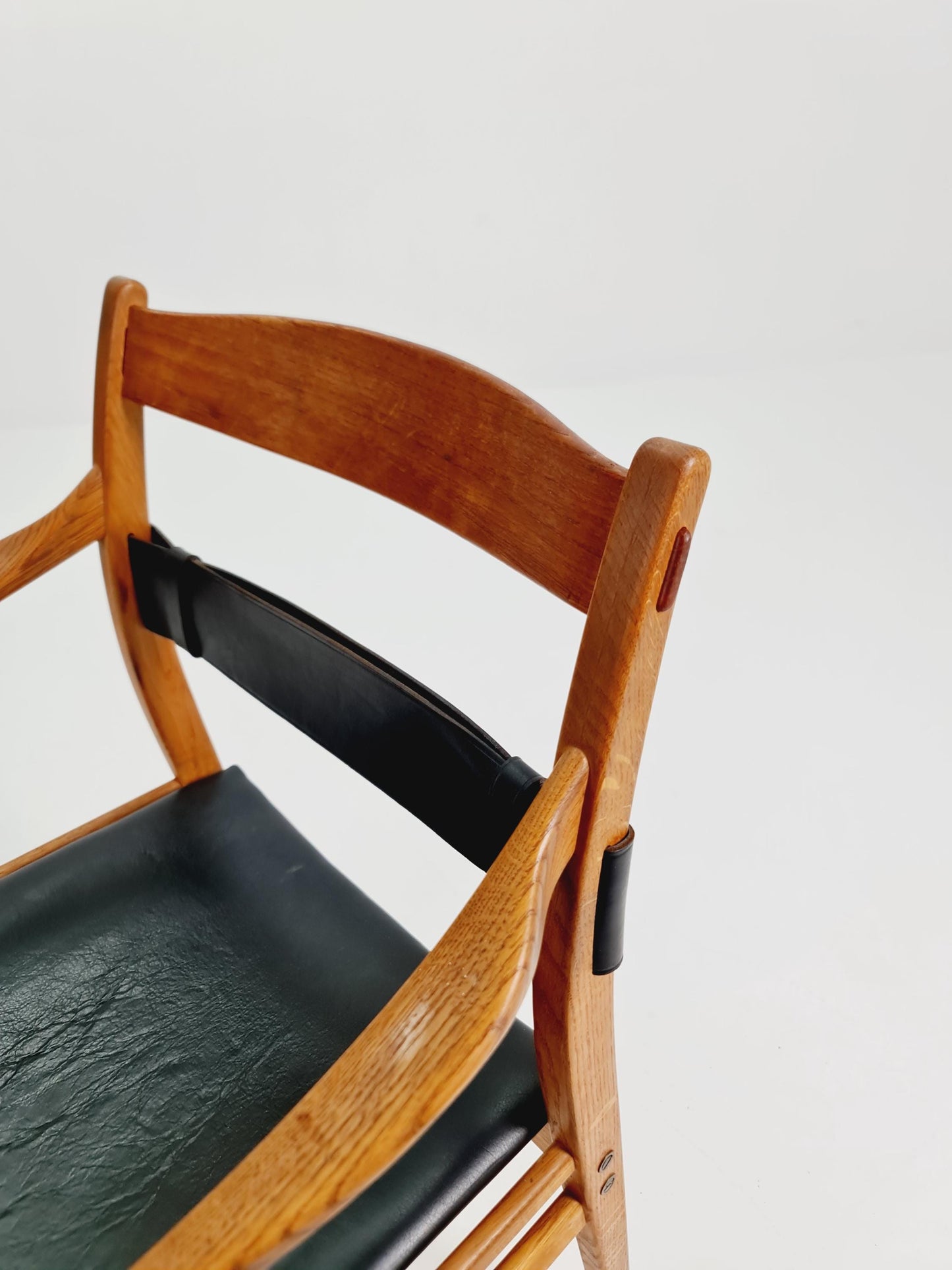 Super Rare Mid Century Swidish Oak and Leather Armchair By Yngve Ekström, 1960s