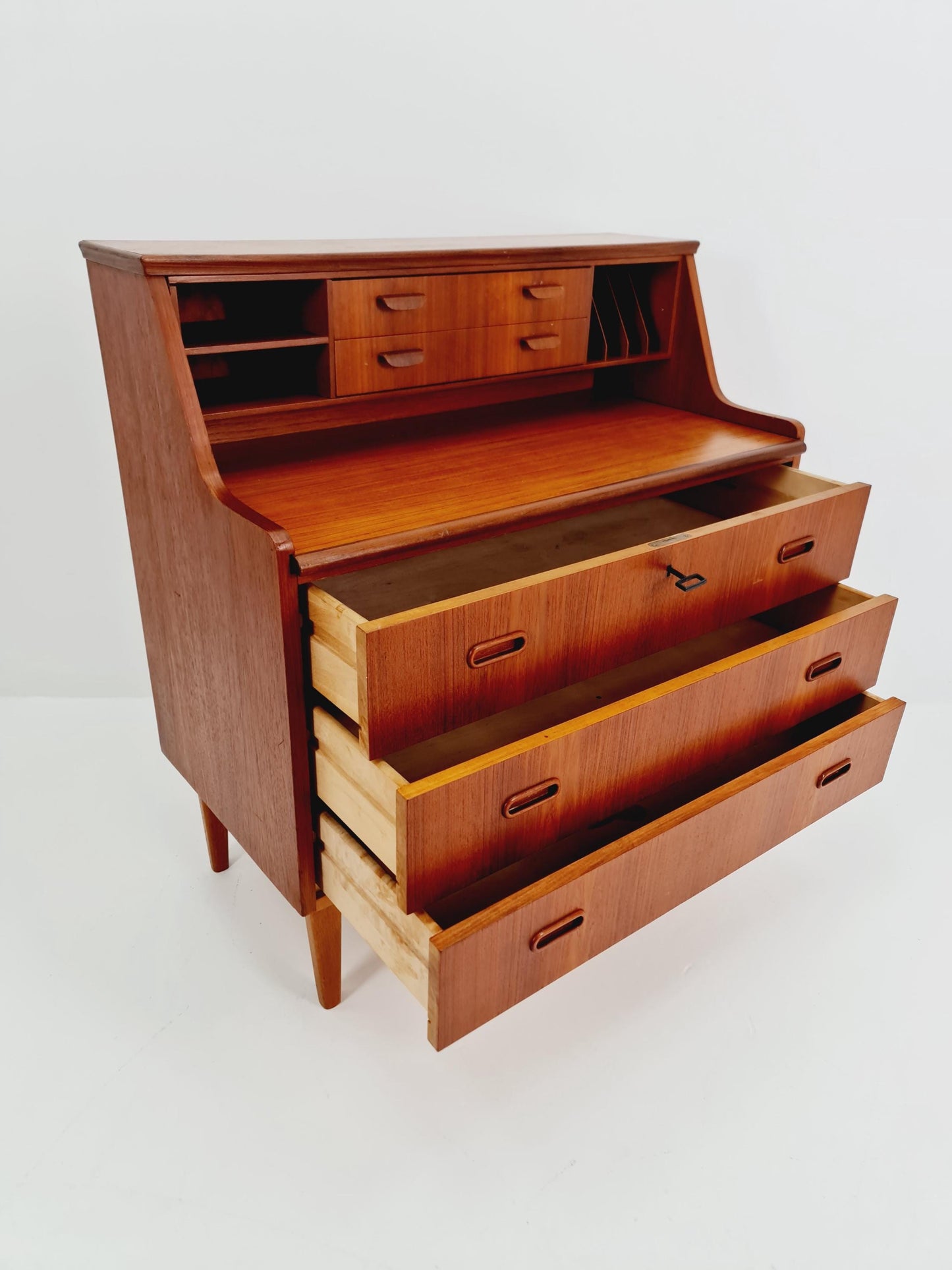 Midcentury Danish vintage teak secretary, table By Arne Wahl Iversen, 1960s
