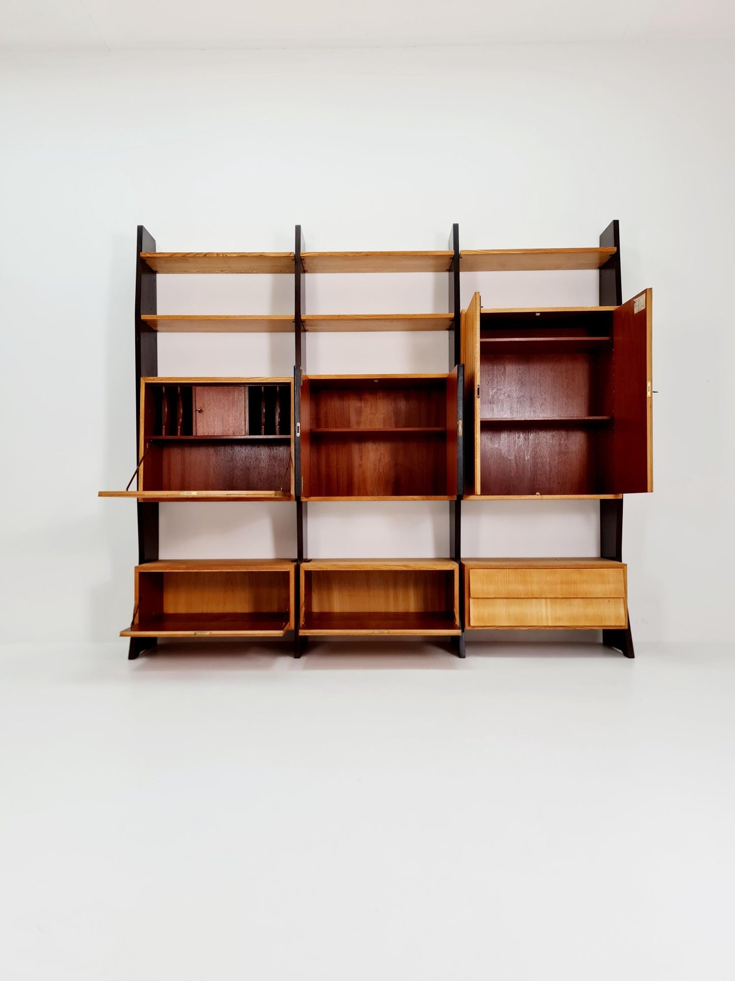 Mid-Century German freestanding vintage library bookcase shelf, 3-parts By Erich Startmann for Idee , 1960s