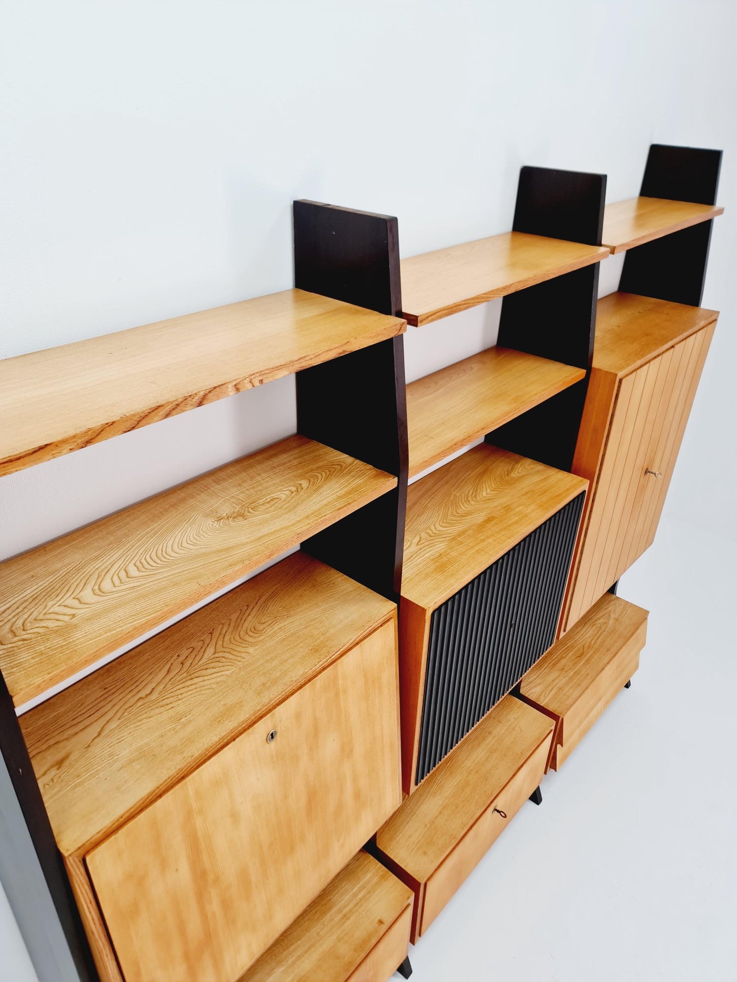 Mid-Century German freestanding vintage library bookcase shelf, 3-parts By Erich Startmann for Idee , 1960s