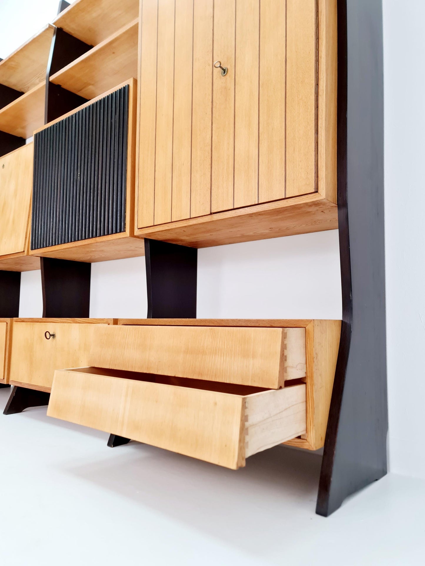 Mid-Century German freestanding vintage library bookcase shelf, 3-parts By Erich Startmann for Idee , 1960s