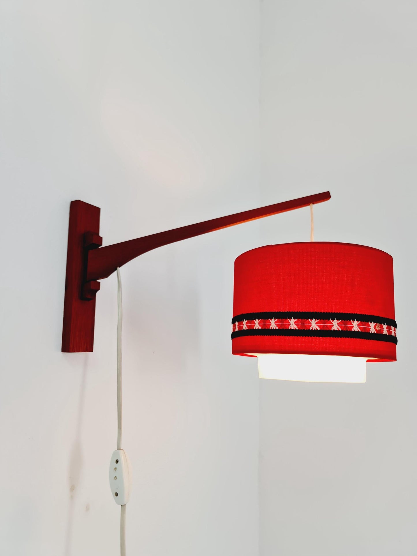 Danish Teak wall Lamp with nice Shade BY ARO Leuchte 1960s
