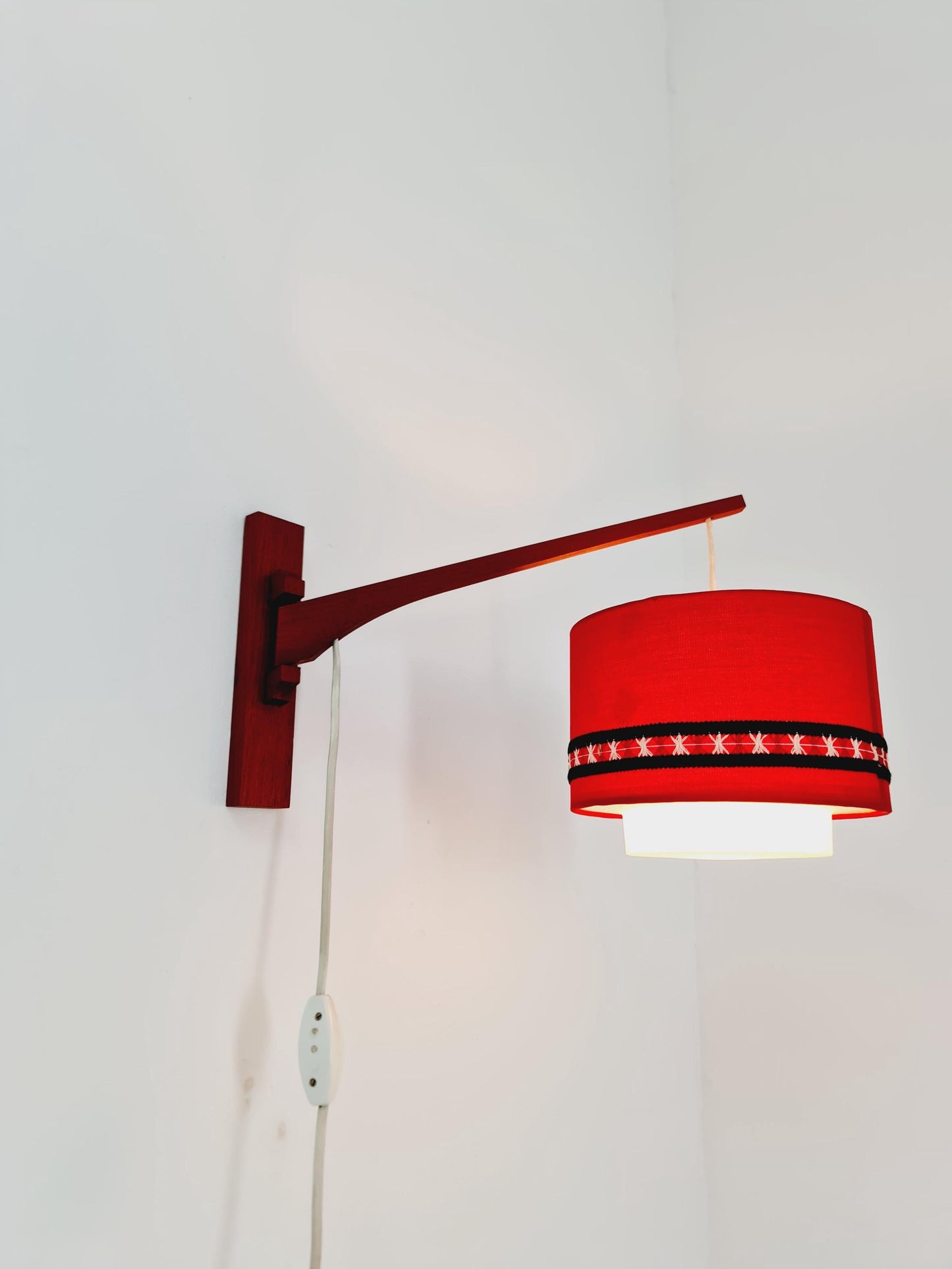 Danish Teak wall Lamp with nice Shade BY ARO Leuchte 1960s