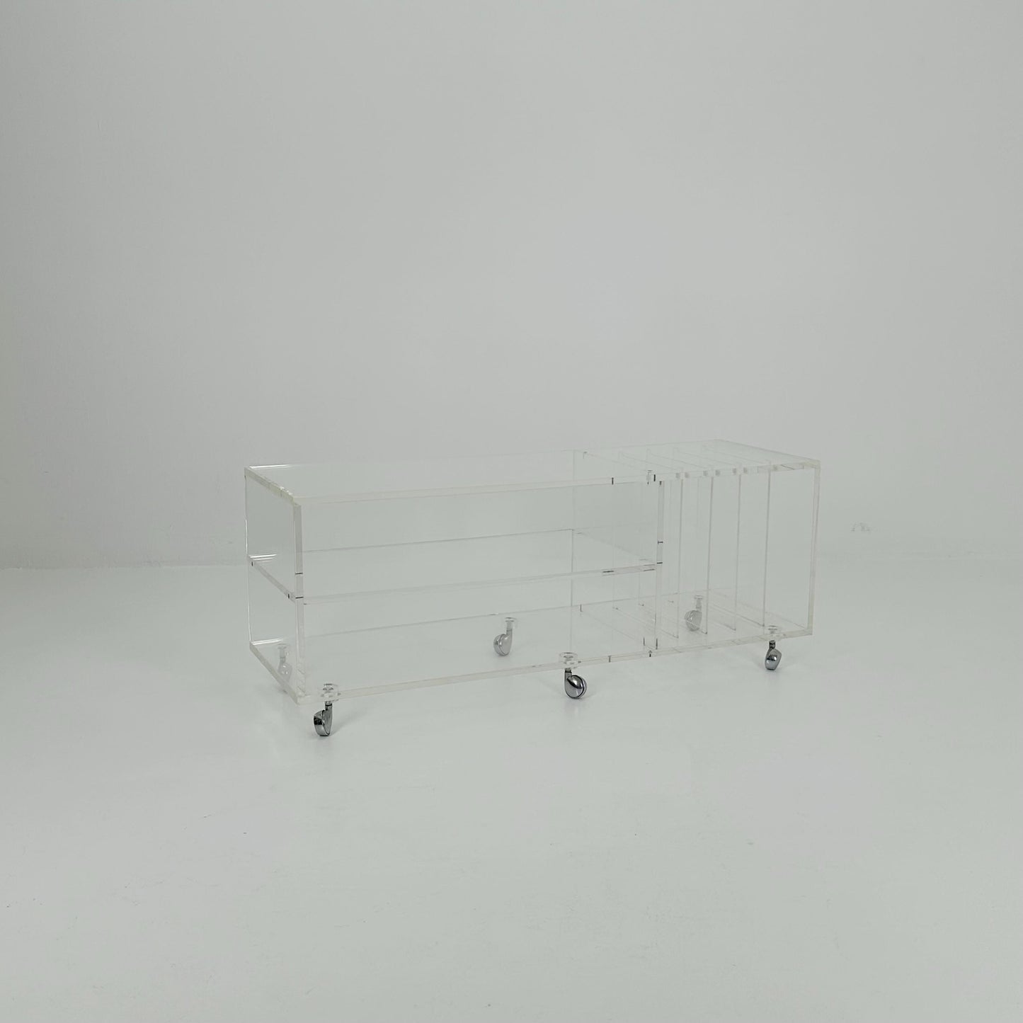 Space age Plexiglass vinyl coffee table - sideboard /Trolly by Michel Dumas for Roche Bobois 1970s