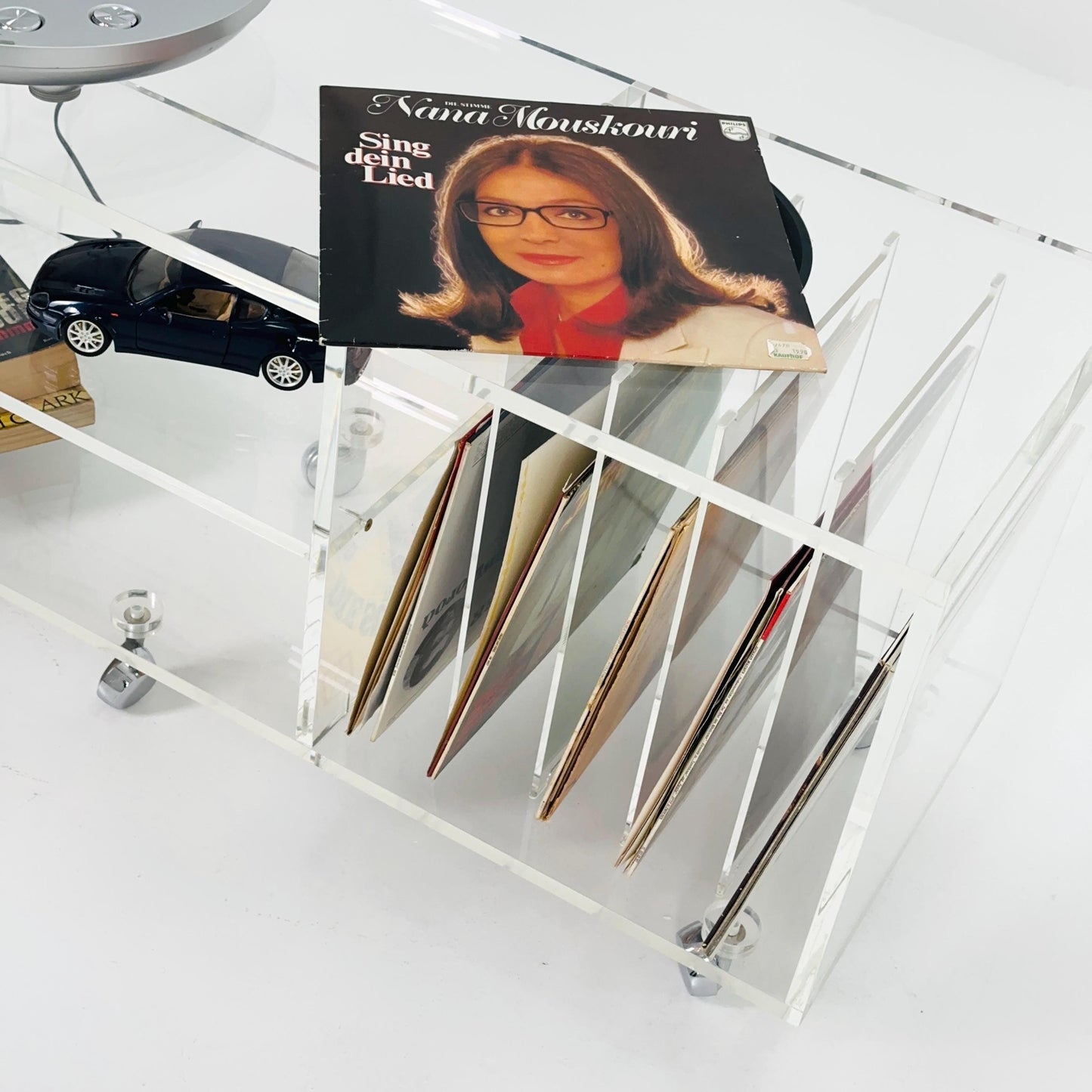 Space age Plexiglass vinyl coffee table - sideboard /Trolly by Michel Dumas for Roche Bobois 1970s