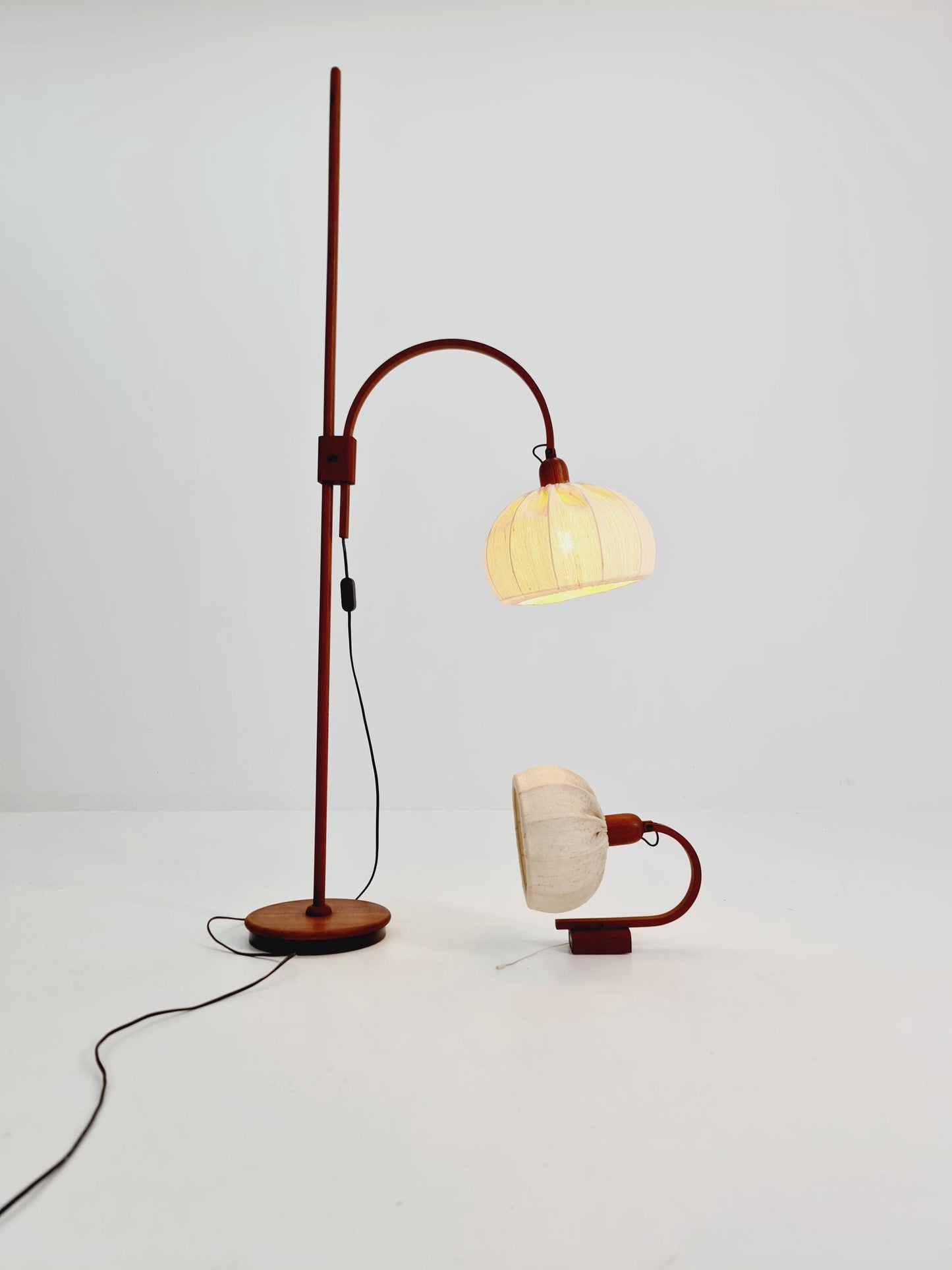 Vintage Danish Teak floor lamp set with wall lamp by DOMUS 1970s